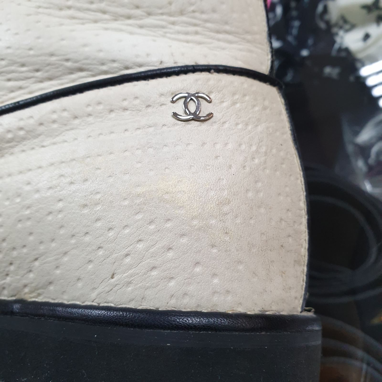 Chanel Authentic Chanel Black & Beige Combat Boots - Size 40 Size US 9 / IT 39 - 9 Thumbnail