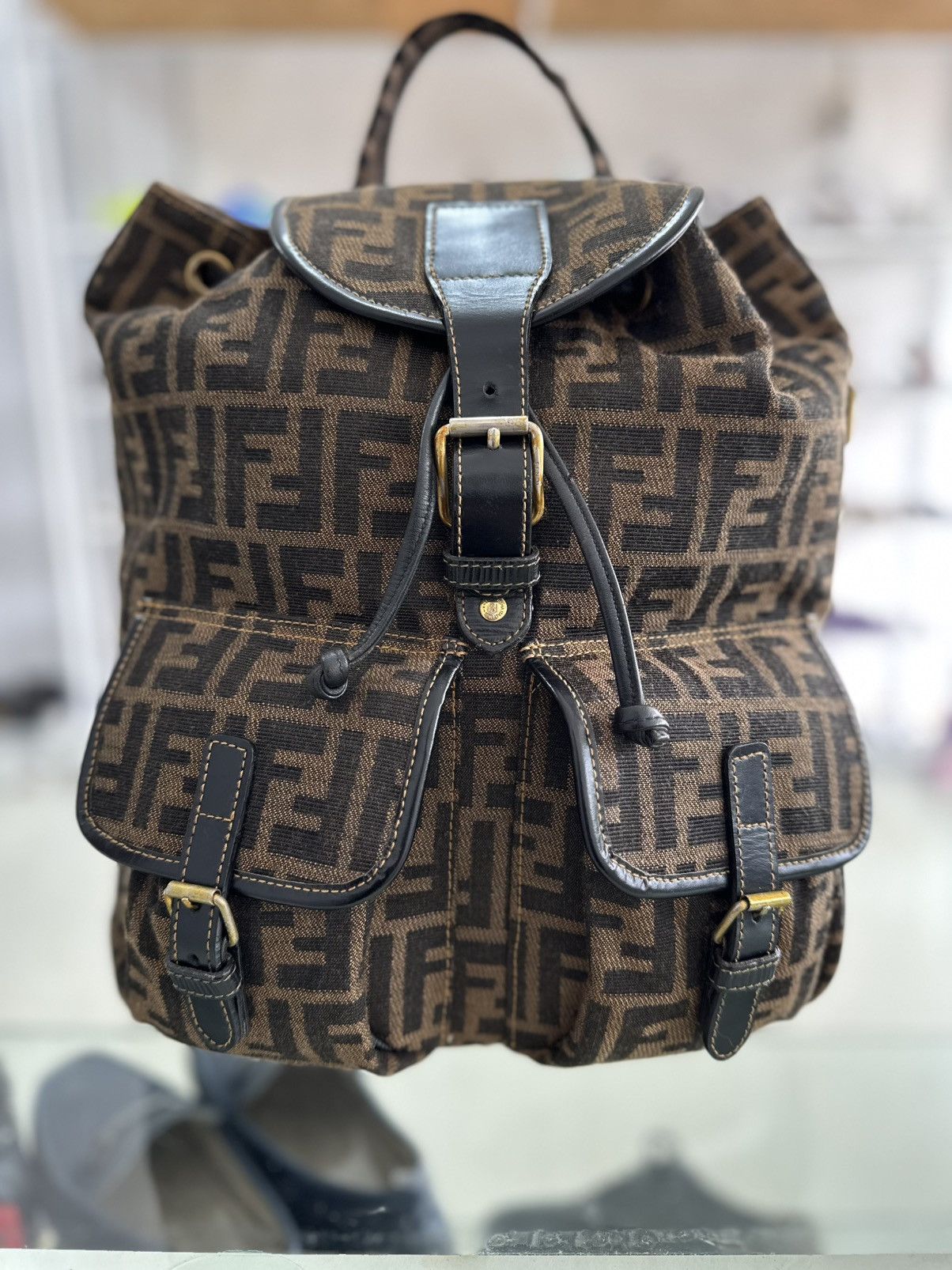 Fendi FENDI Brown Zucca Canvas Backpack Size ONE SIZE - 1 Thumbnail
