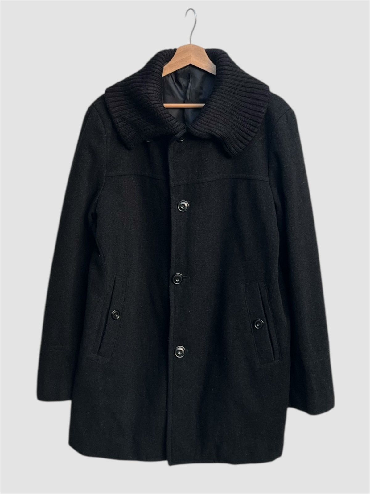 Comme Ca Ism Comme Ca Black Ribbed Collar Wool Blend Coat Size US S / EU 44-46 / 1 - 1 Thumbnail