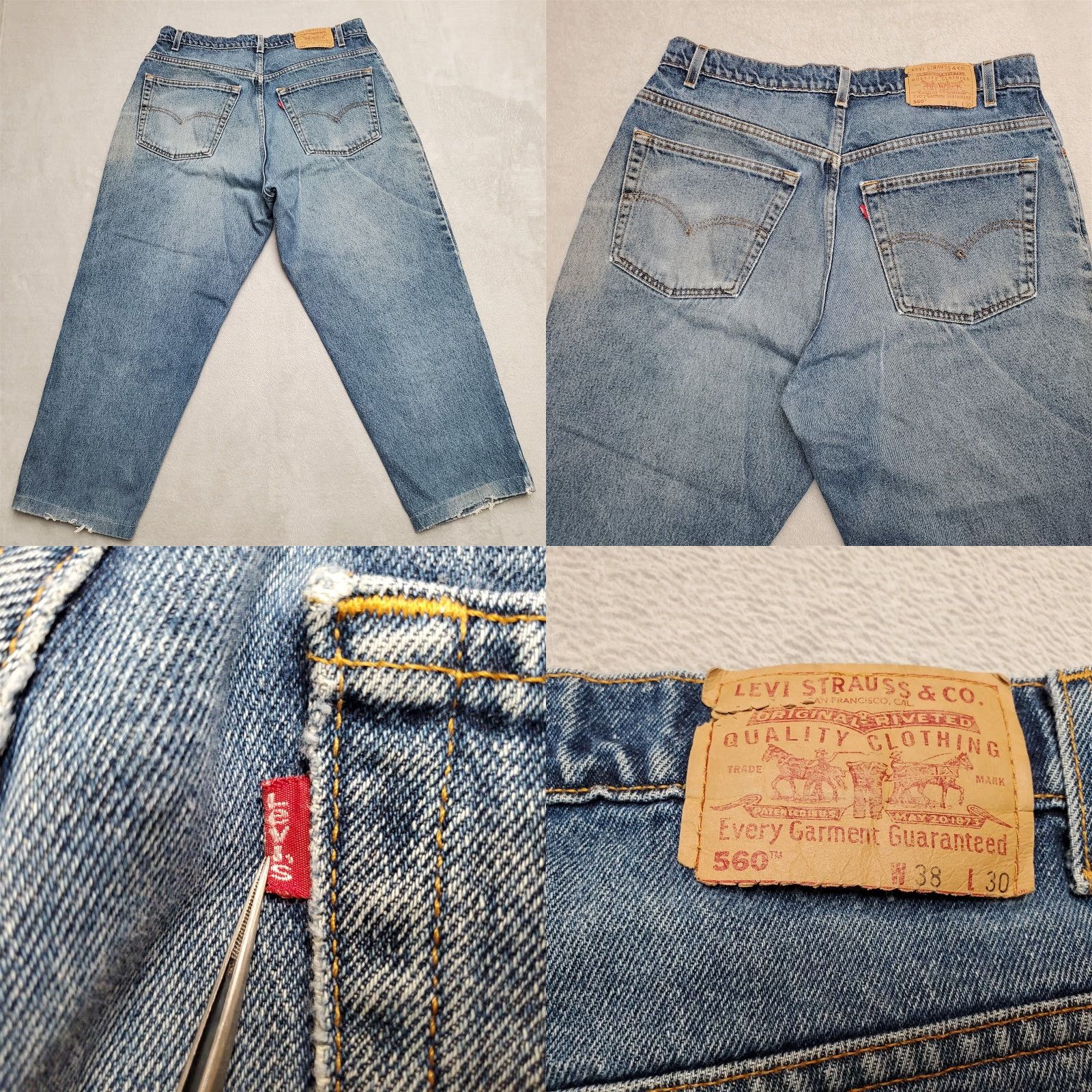 Denime VINTAGE Levis Jeans Mens 38x30 Blue 560 Denim Loose Fit Tapered Leg Cotton VTG 90s USA American Jeans Mens Size US 38 / EU 54 - 8 Thumbnail