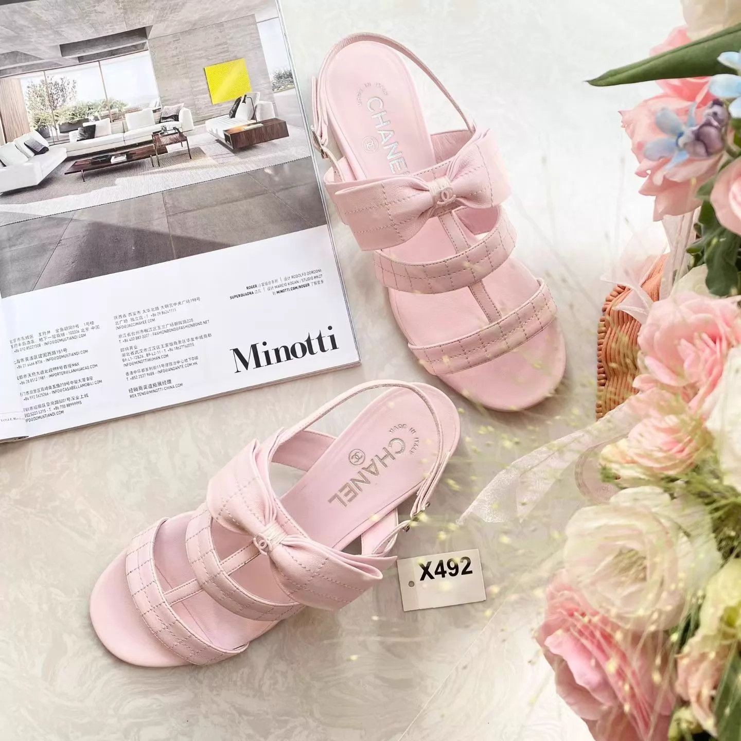 Chanel Chanel Blush Bow Lambskin Sandals 38C Size US 7.5 / IT 37.5 - 3 Thumbnail
