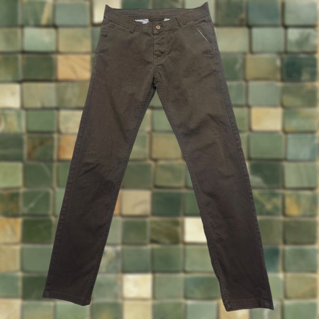 Vintage ALBERTO Slim Chino Pants Mens 31 Green Light Cotton 29" Inseam Button Fly Slim Straight Mens Clothing Casual Business 90s? Size US 31 - 1 Thumbnail