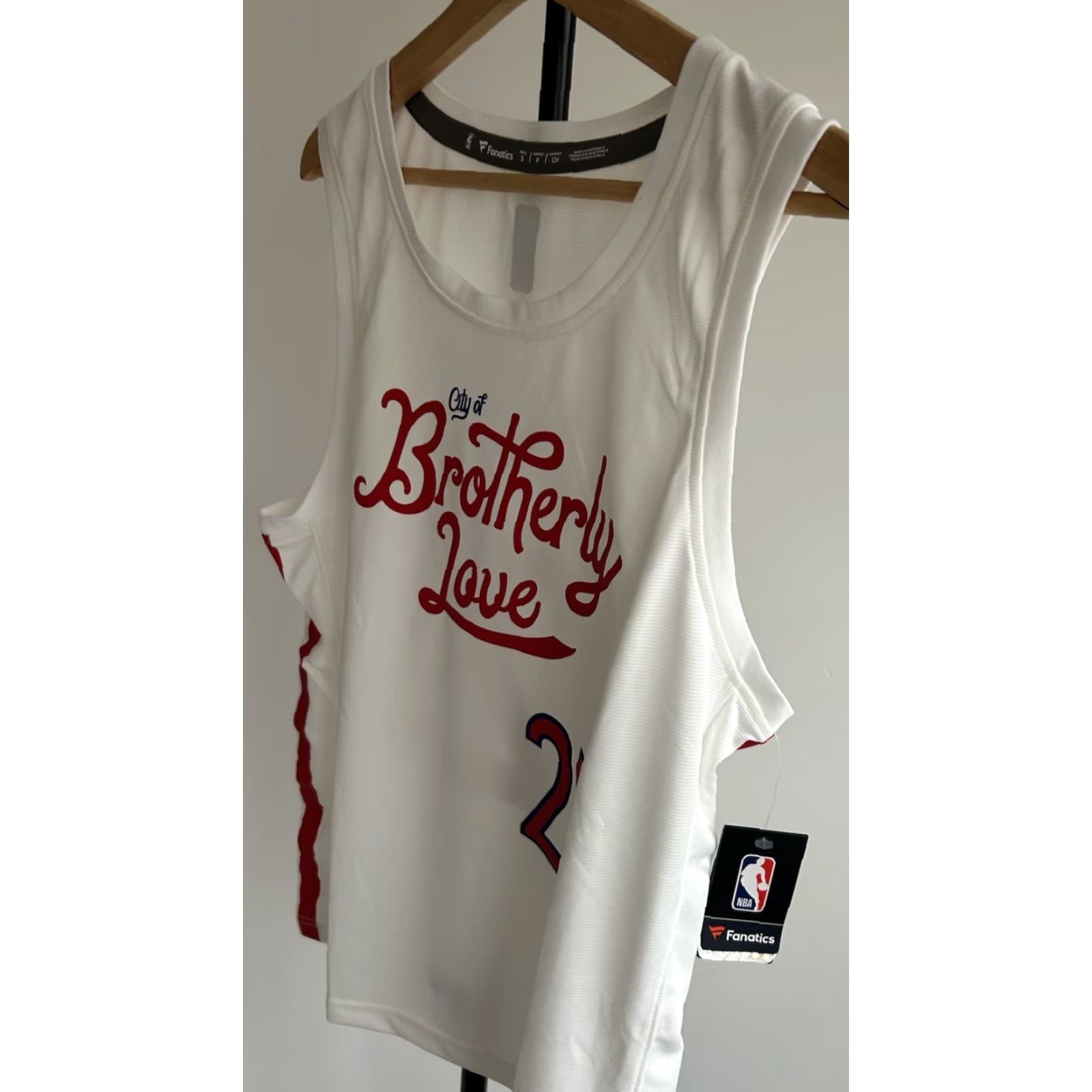 Vintage VINTAGE Fanatics Philadelphia 76ers Jersey City Edition #21 Joel Embiid Sleeveless S White Men's Regular Nike Swingman Basketball Shirt Size US S / EU 44-46 / 1 - 5 Thumbnail