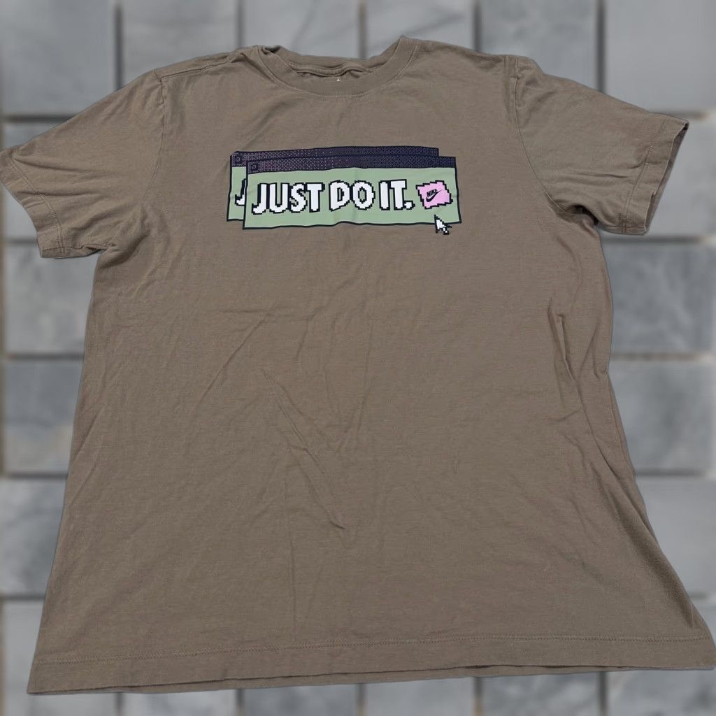 Nike Nike Shirt Mens M Brown Short Sleeve Crew Just Do It Graphic Logo Tee Size US M / EU 48-50 / 2 - 1 Thumbnail