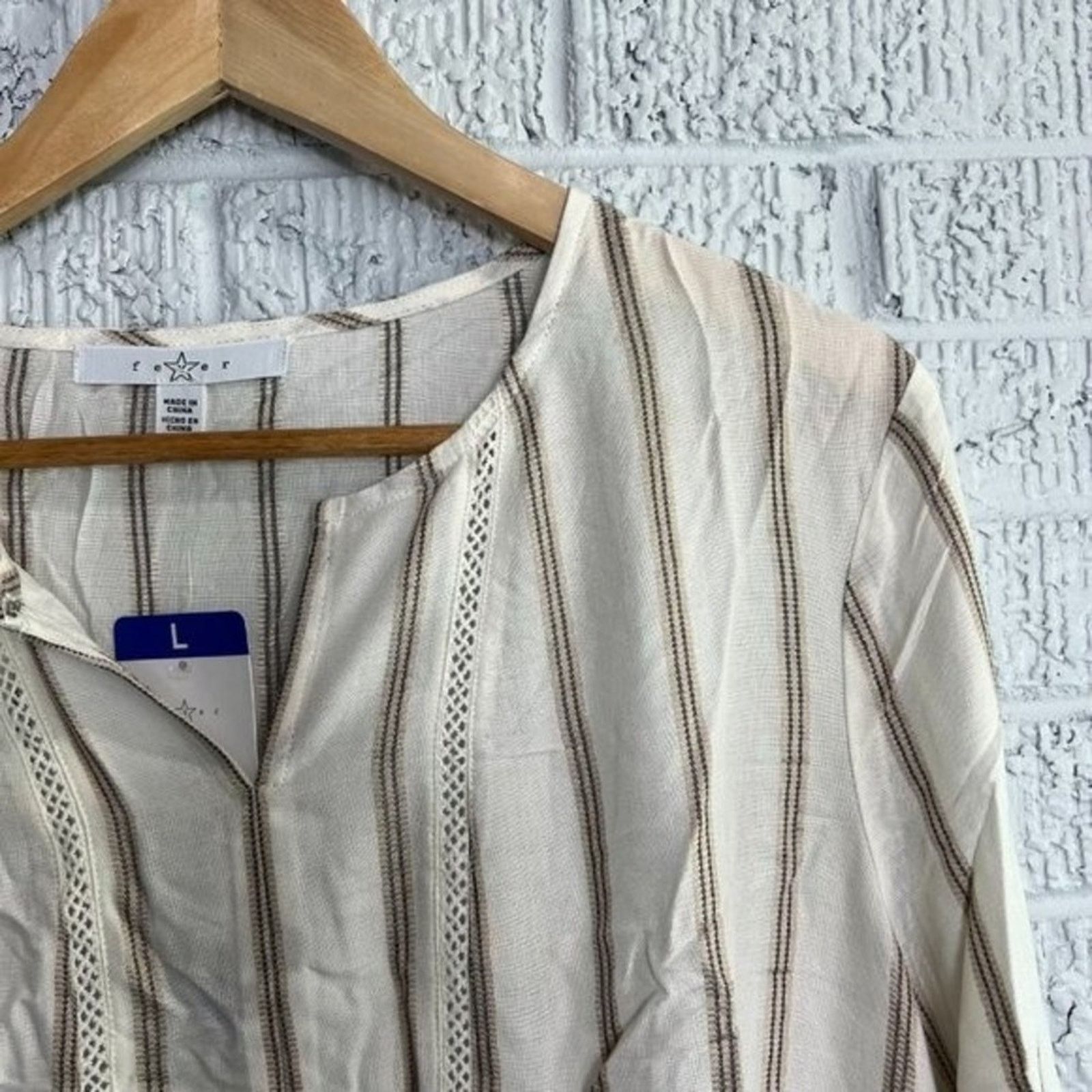 Other Women's Large NWT GranolaGirl Peplum Blouse Stripes Size L / US 10 / IT 46 - 2 Thumbnail