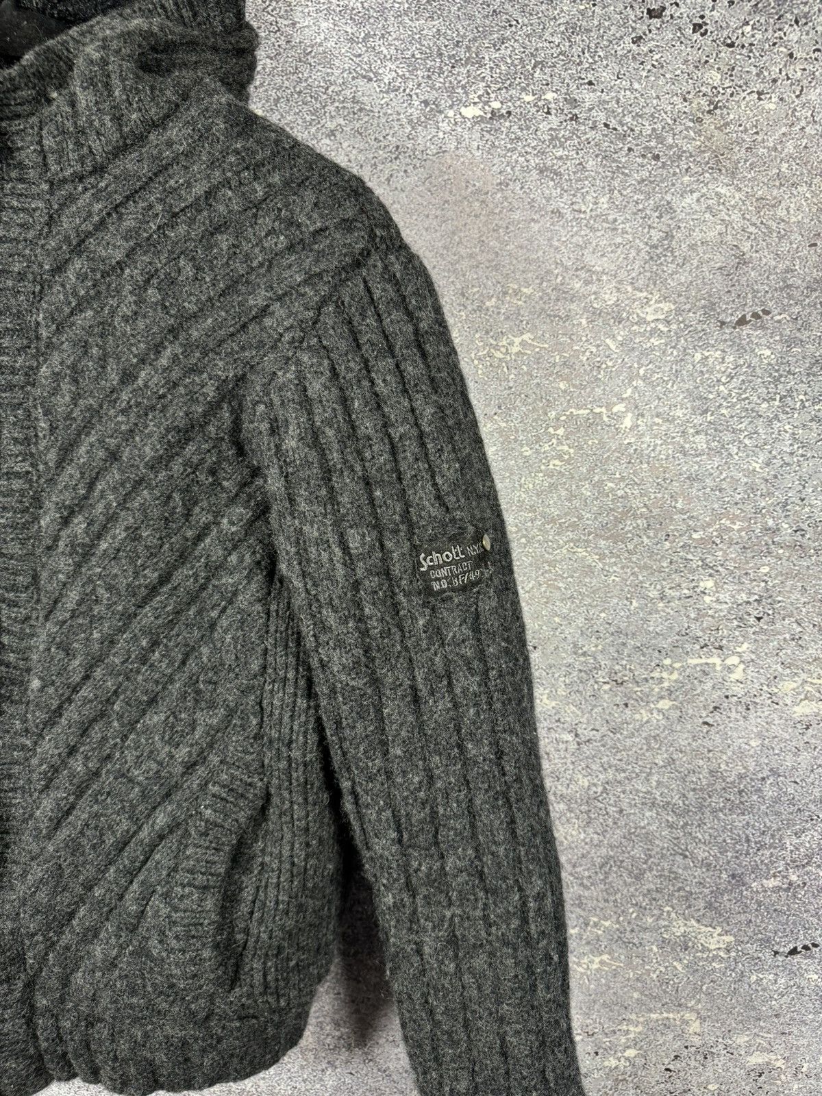 Schott × Vintage Vintage Schott NYC Wool Hooded Gray Jacket Large Military Size L / US 10 / IT 46 - 4 Thumbnail