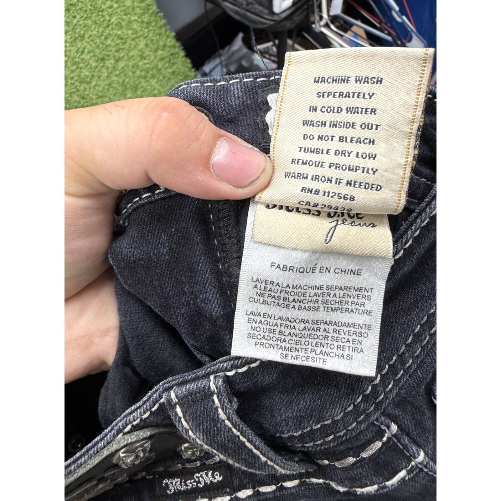 Miss Me VINTAGE Miss Me Jeans Womens 26 Mid Rise Skinny Embellished Y2K Buckle Dark Wash 2000s Size 26" / US 2 / IT 38 - 5 Thumbnail