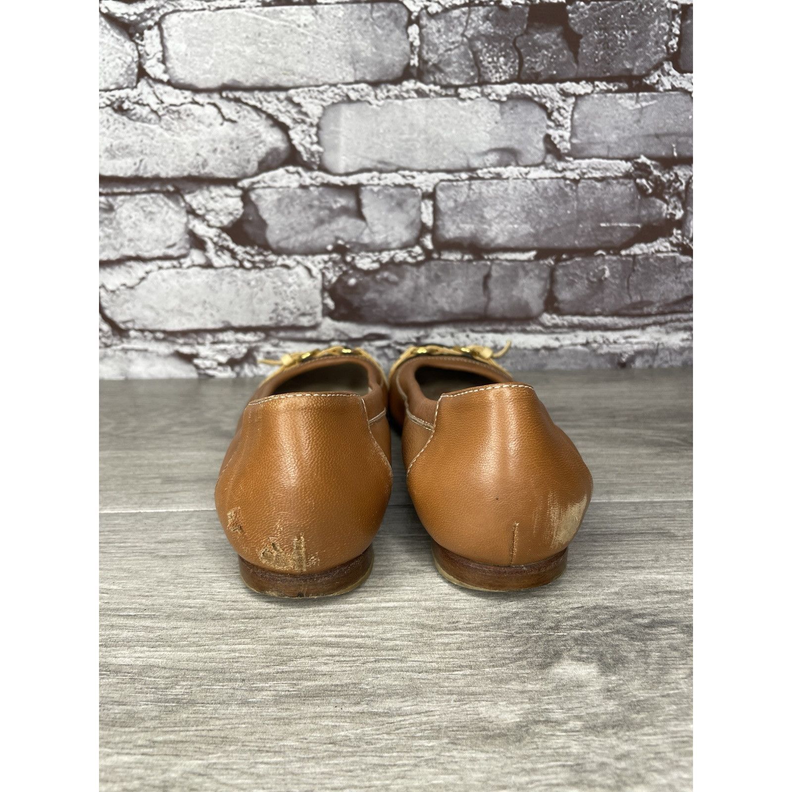 AGLINI AGL SPECTATOR Brown Leather Black Patent Cap Toe Ballet Flat Size US 6 / IT 36 - 5 Thumbnail