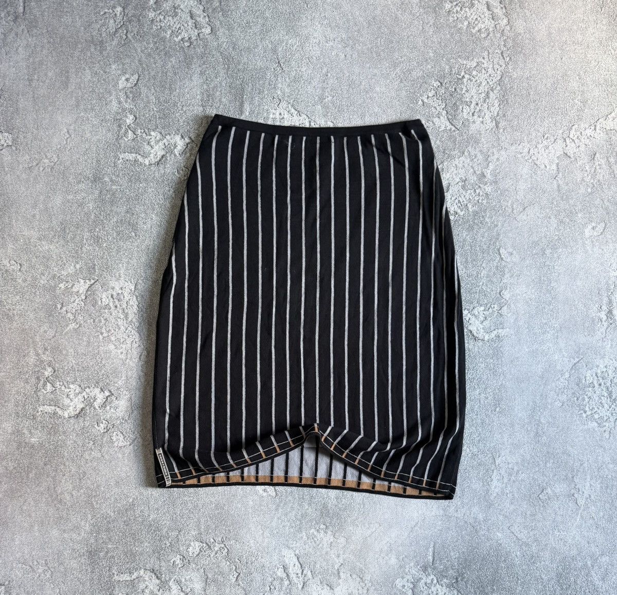 Designer Xess + Baba M reversible knitwear striped skirt midi maxi Size 26" / US 2 / IT 38 - 6 Thumbnail