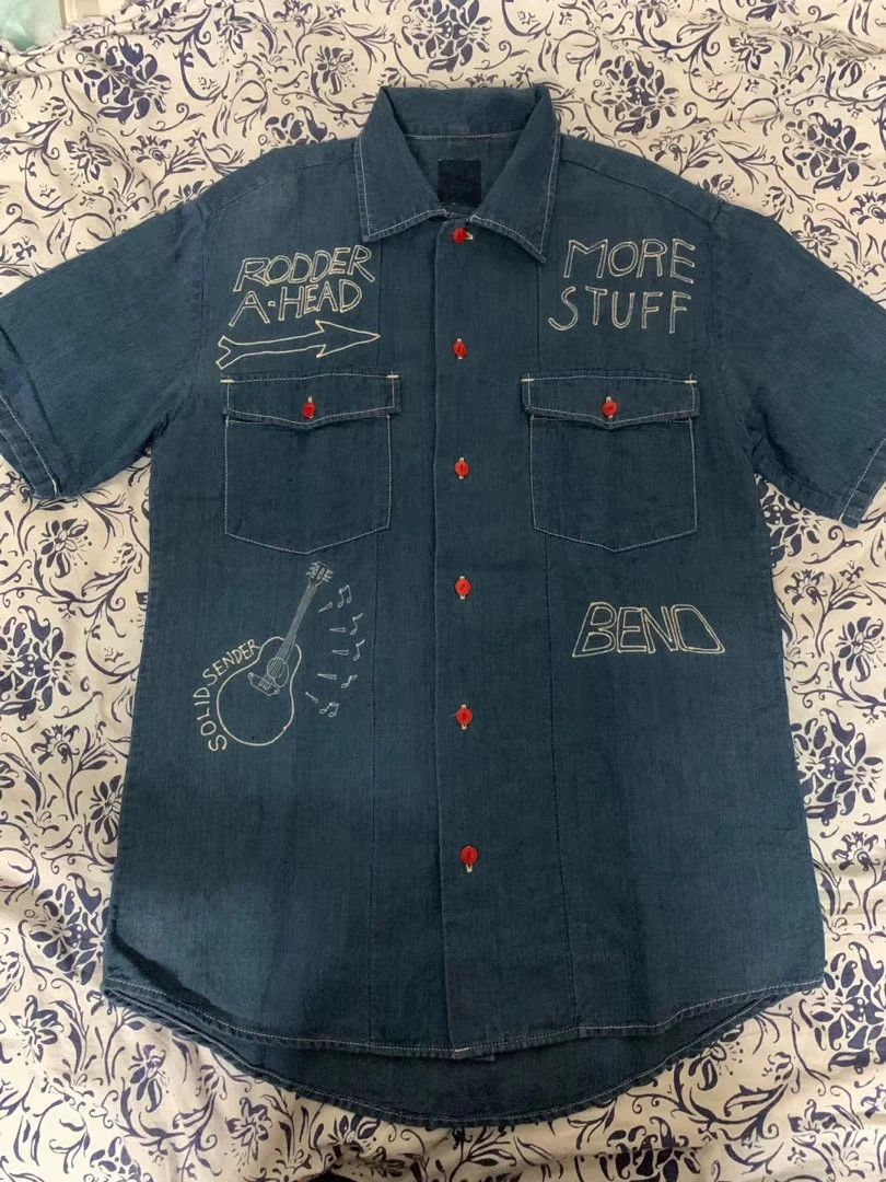 Visvim visvim 14 ict Red button hand-painted short shirt with car patternfree rust belt hand paint Size US S / EU 44-46 / 1 - 1 Thumbnail