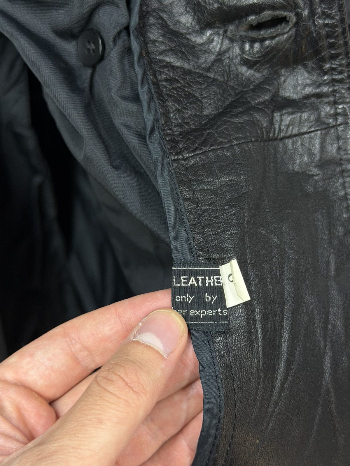 If Six Was Nine Vintage Rick Owens Style Double Breasted Leather Coat Jacket Size US M / EU 48-50 / 2 - 20 Thumbnail