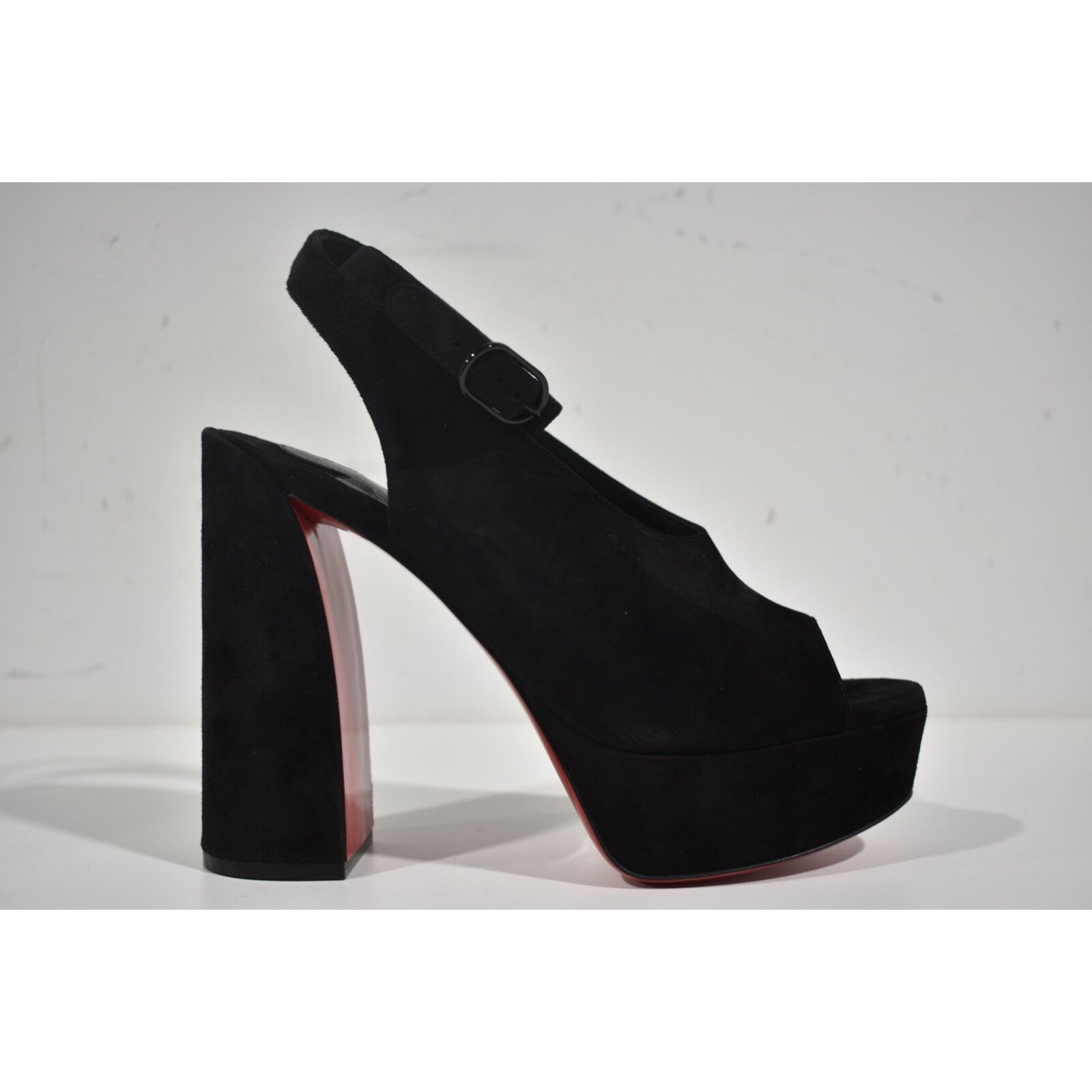 Christian Louboutin Movida Irina 130 Black Platform Sandal Block Heel Pump 40 Size US 10 / IT 40 - 2 Thumbnail