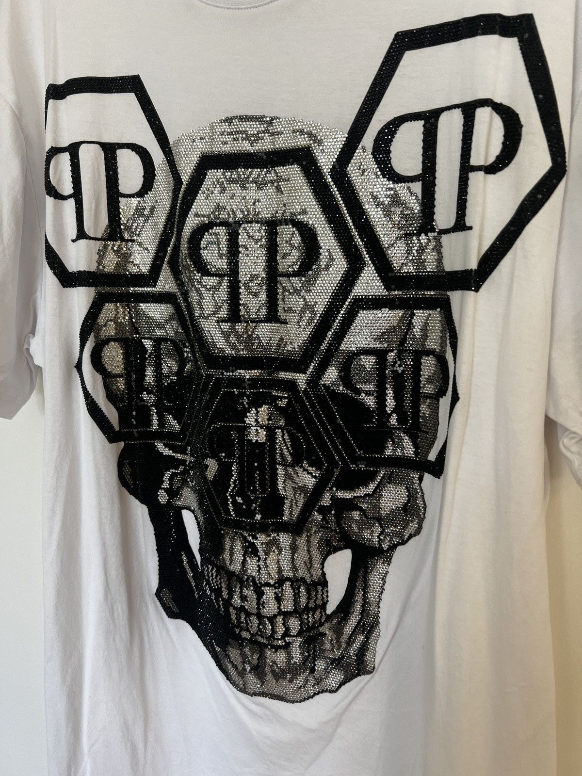 Philipp Plein Philipp Plein Rhinestone Skull Hex Logo T-Shirt – Size XL Size US XL / EU 56 / 4 - 7 Thumbnail