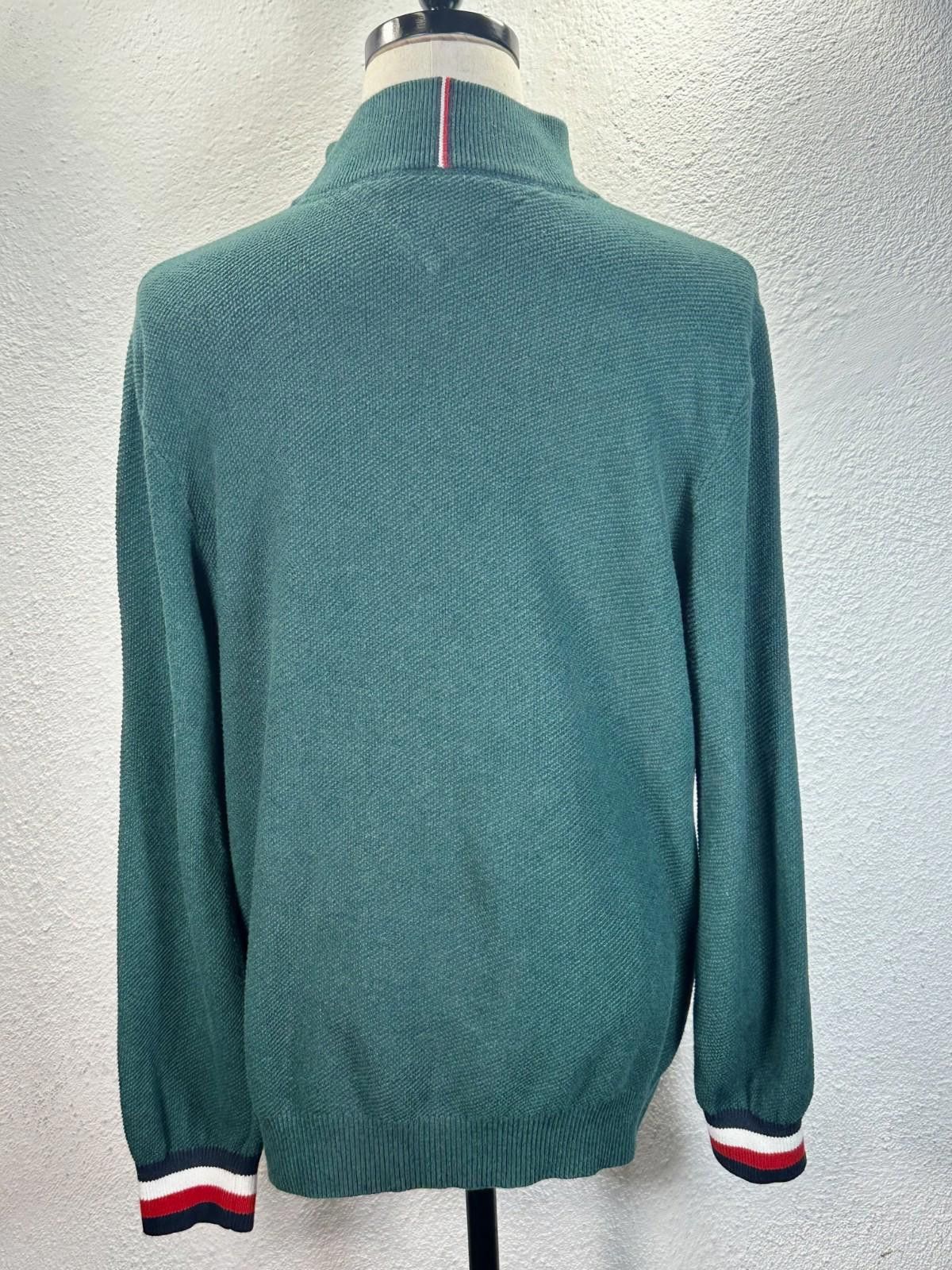Tommy Hilfiger Tommy Hilfiger Men's Large Green 1/4 Zip Heavy Pullover Size US L / EU 52-54 / 3 - 3 Thumbnail