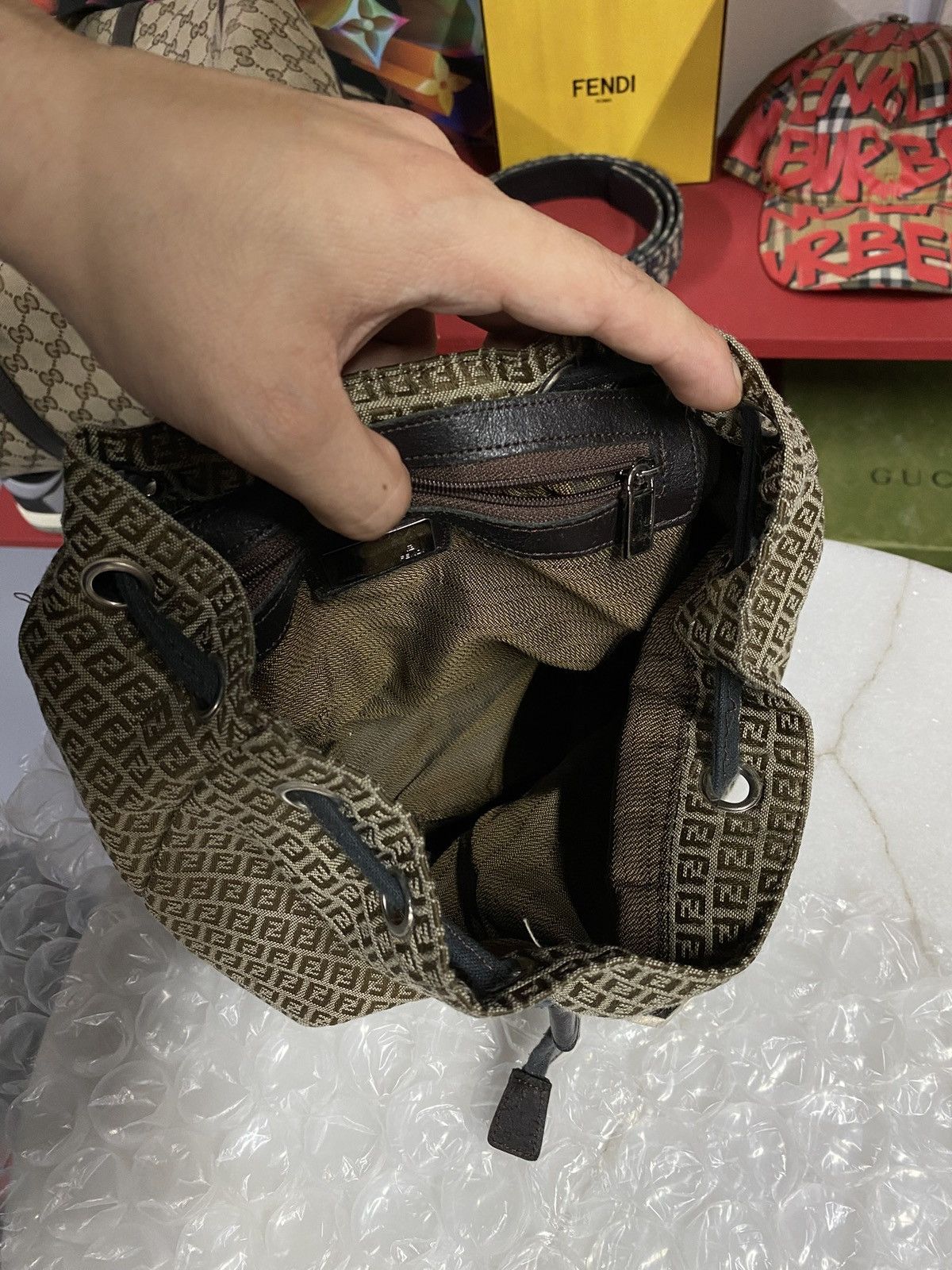Fendi Fendi FF Monogram Backpack Canvas Leather Small Bag Vtg Size ONE SIZE - 4 Thumbnail