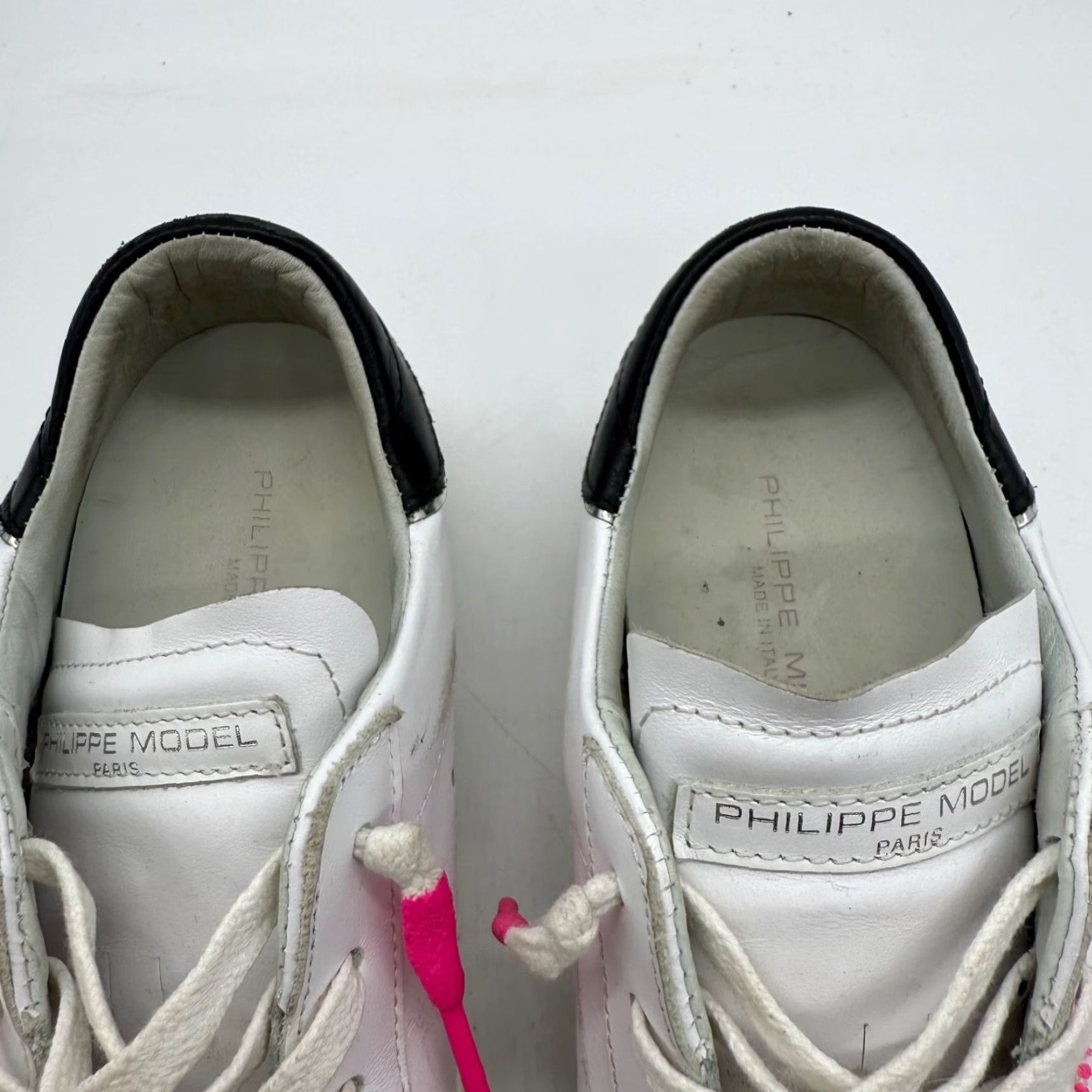 Philippe Model Philippe Model Womens Leather Sneakers Size 36 6 White Pink Distressed Italy Sneaker Leather White Pink Women US 6 EU 36 Size US 6 / IT 36 - 3 Thumbnail