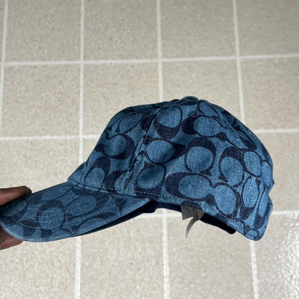 Coach COACH ALLOVER SIGNATURE LOGO JACQUARD BASEBALL CAP HAT Denim Size ONE SIZE - 4 Thumbnail
