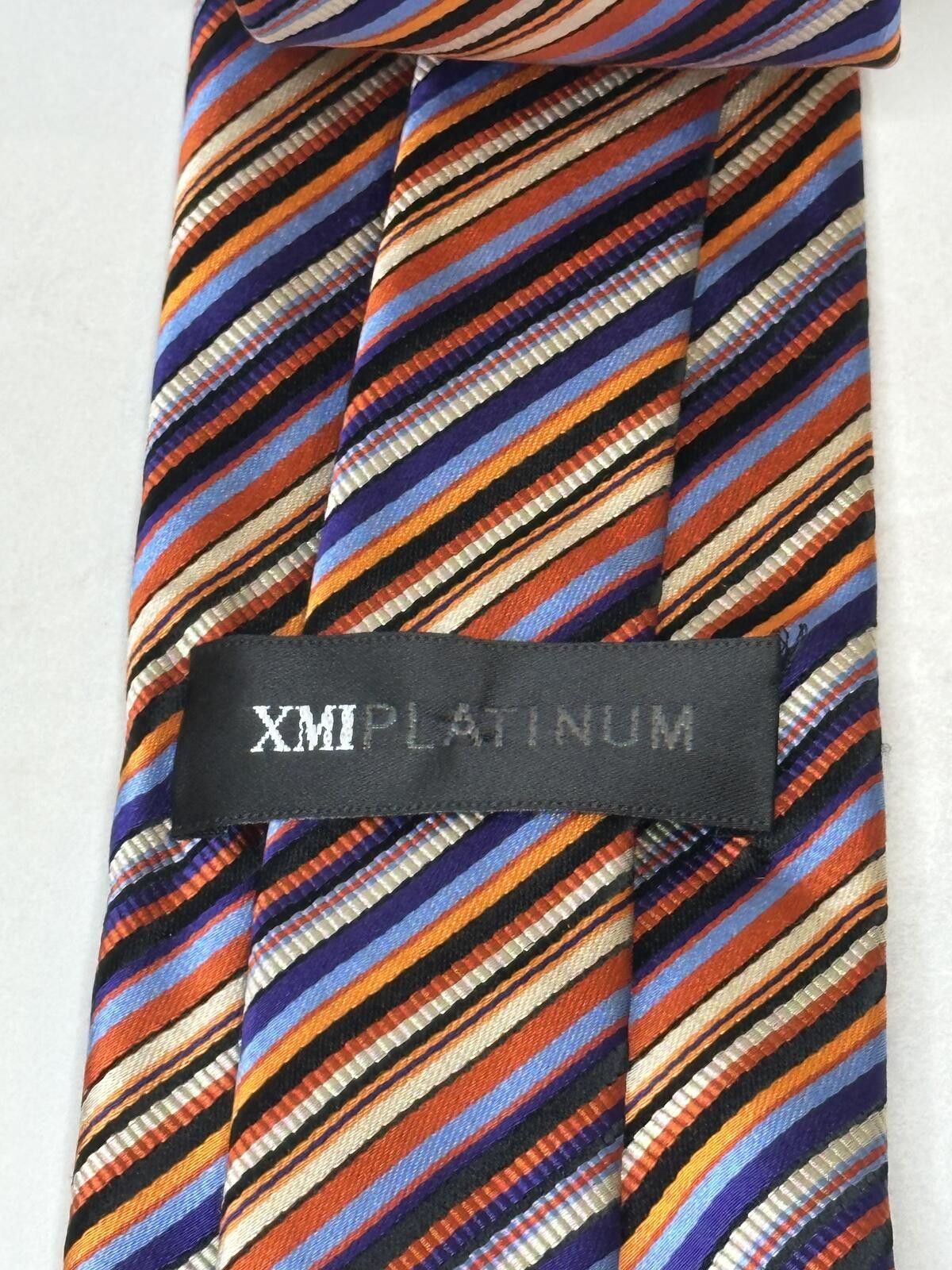 XMI Platinum XMI Platinum multicolored diagonal/repp striped silk tie Size ONE SIZE - 2 Thumbnail