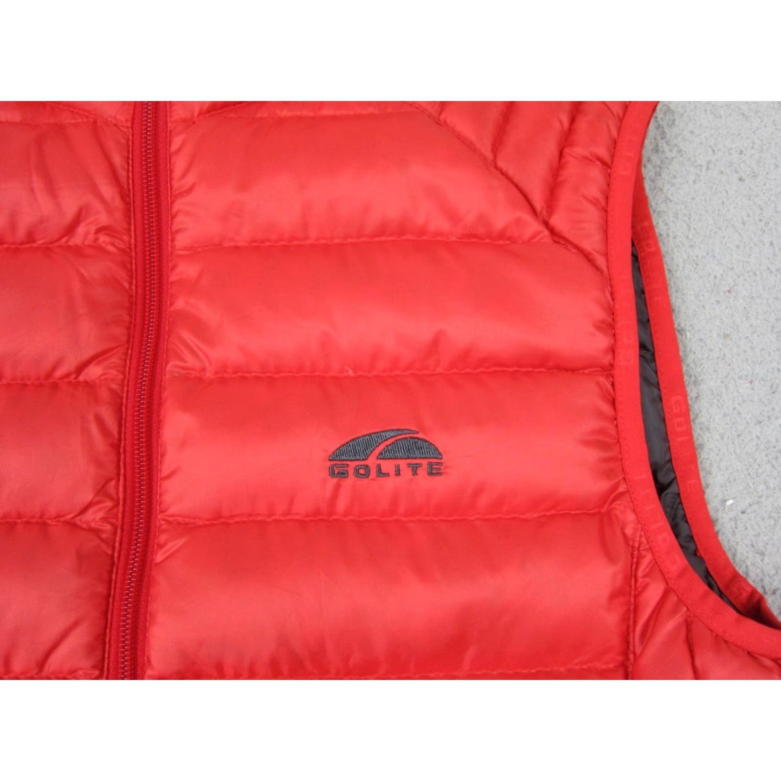 Vintage GoLite Vest Mens S Red Puffer Down Full Zip 800 Pertex Microlight Mid-Length Quilted Lightweight Rvrsbl Jacket/Coat Solid Pattern Outdoors Size US S / EU 44-46 / 1 - 2 Thumbnail