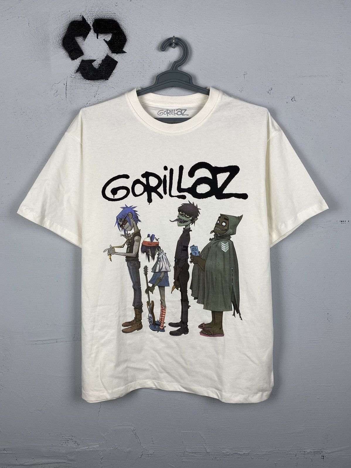 Pre-owned Band Tees X Rap Tees Gorillaz Vintage Y2k T Shirt Like Oasis Britpop Radiohead In White