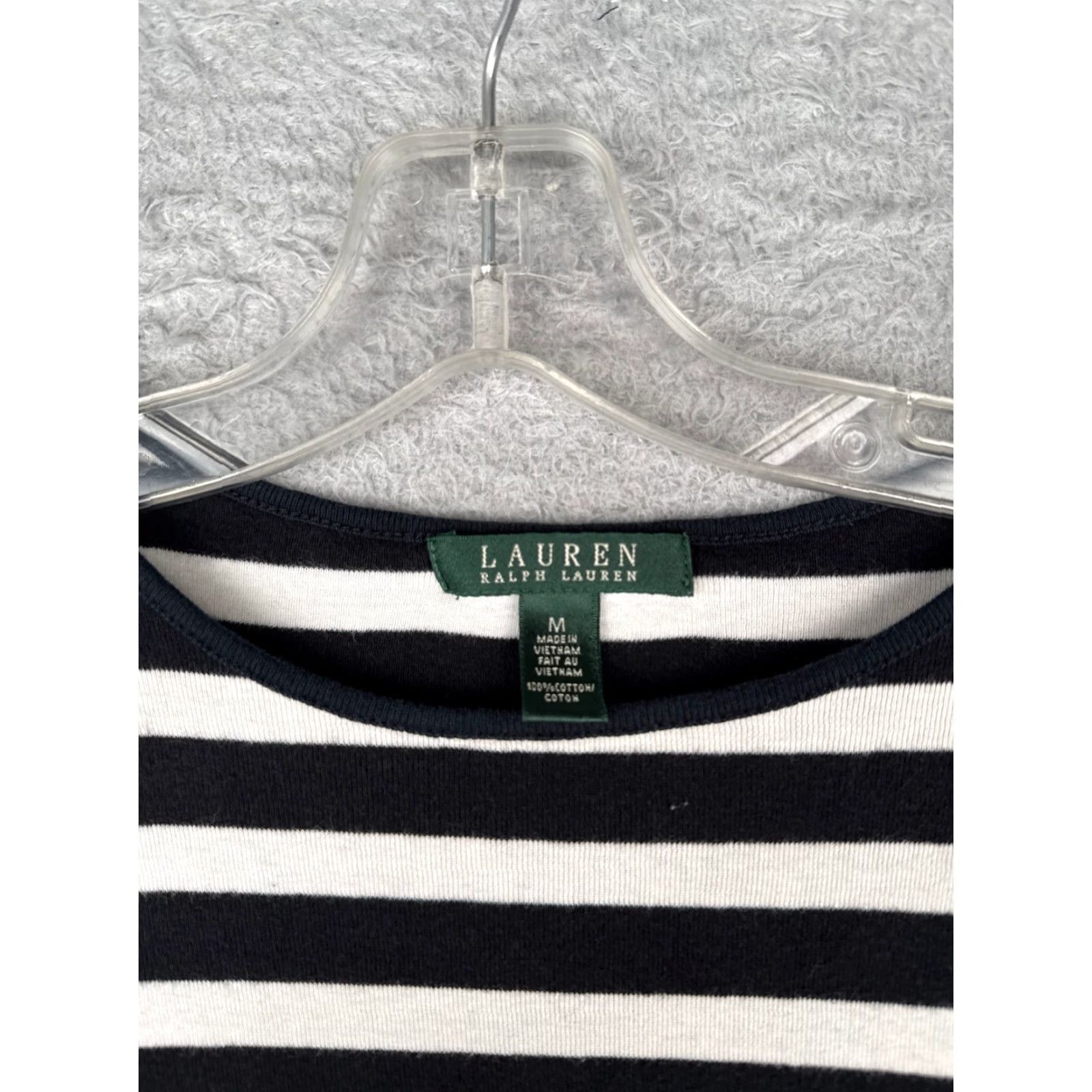 Ralph Lauren Lauren Ralph Lauren Shirt Women Medium Black Striped Casual Round Neck Cotton Sports Size M / US 6-8 / IT 42-44 - 6 Thumbnail