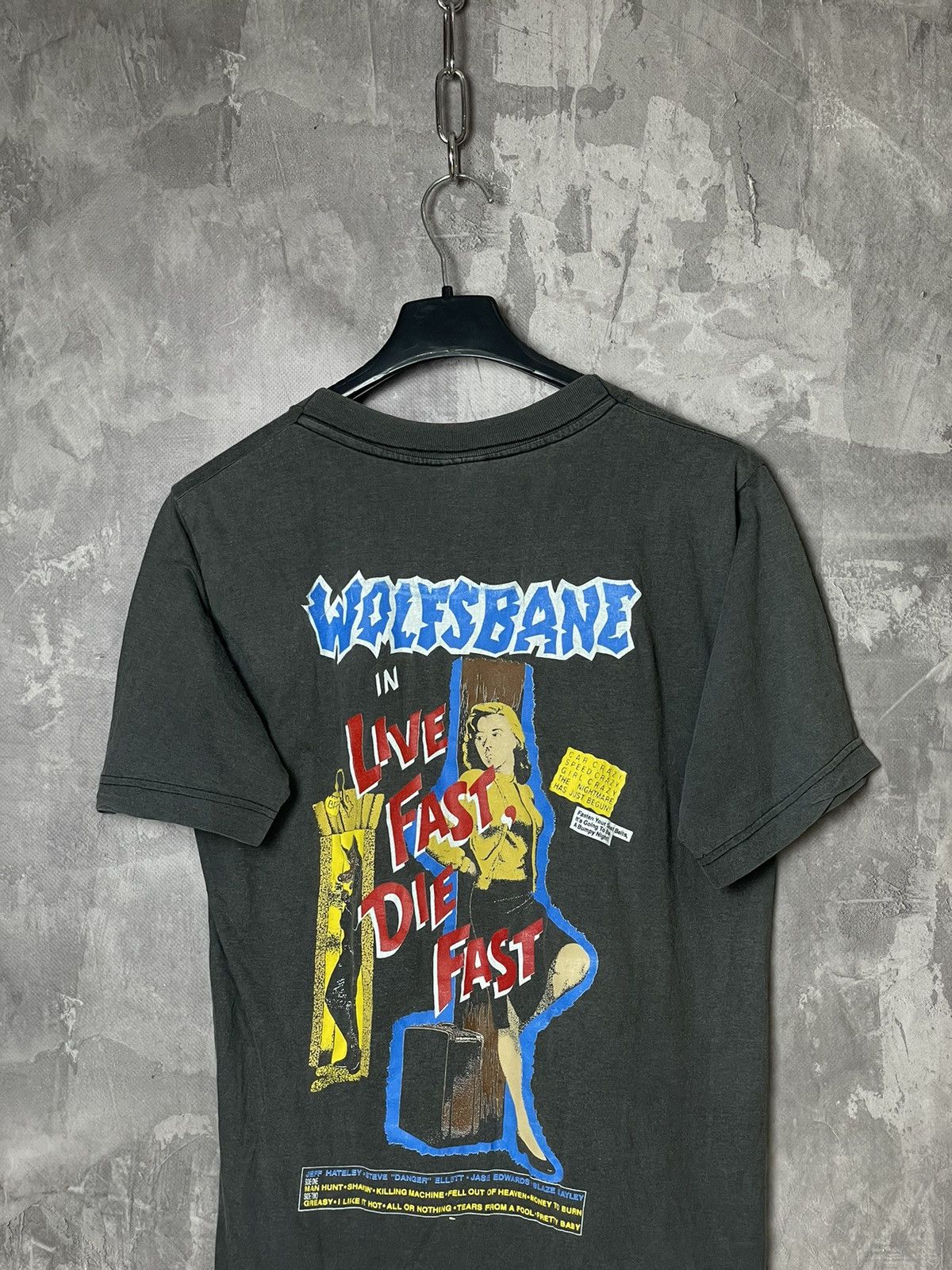 Band Tees × Vintage Vintage 1989 WOLFSBANE ROCK Band Live Fast Die Fast T shirt Size US S / EU 44-46 / 1 - 11 Thumbnail