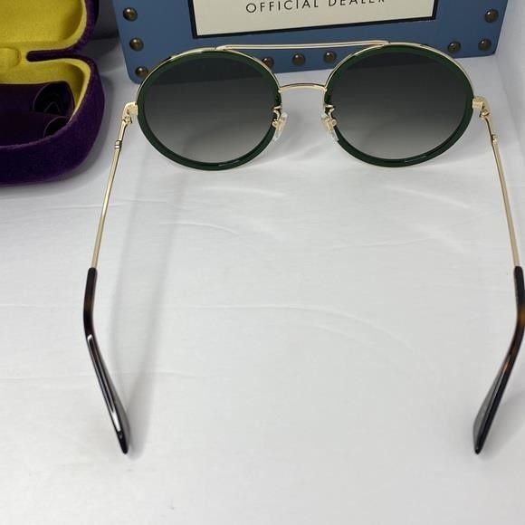 Gucci GUCCI Green Gradient Round Ladies Sunglasses GG0061S 003 56" Size ONE SIZE - 8 Thumbnail
