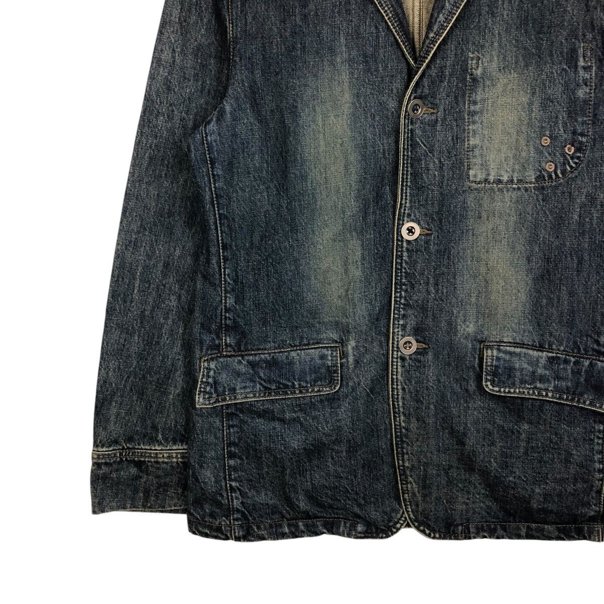 PPFM 🔥VINTAGE DENIM BIKER JACKET PPFM ISSEY MIYAKE Size US L / EU 52-54 / 3 - 6 Thumbnail