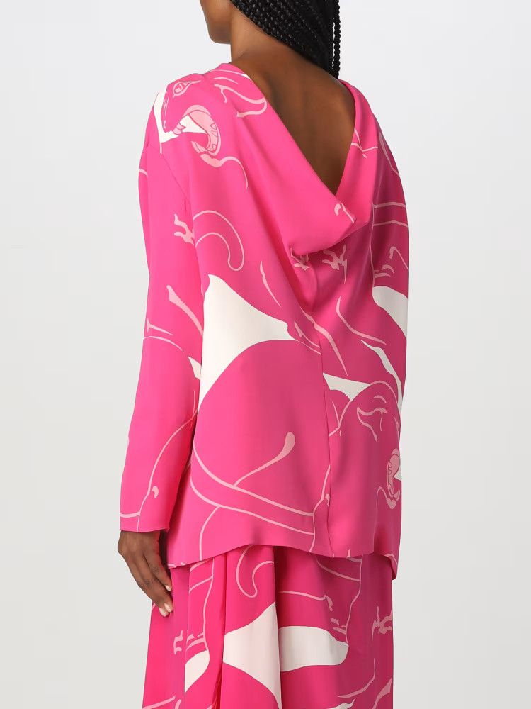 Valentino o1y0326 Blouse in Fuchsia/White Size M / US 6-8 / IT 42-44 - 3 Thumbnail