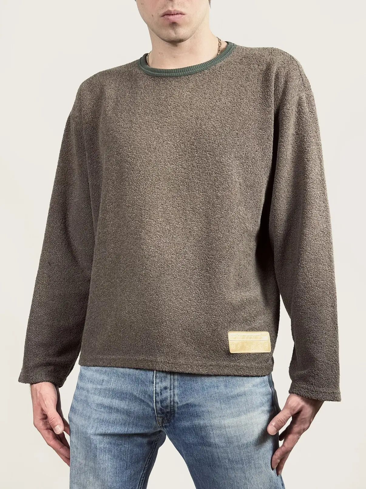 Diesel × Vintage 90s Vintage Diesel Rubber Logo Towel Knit Jumper Size US L / EU 52-54 / 3 - 6 Thumbnail