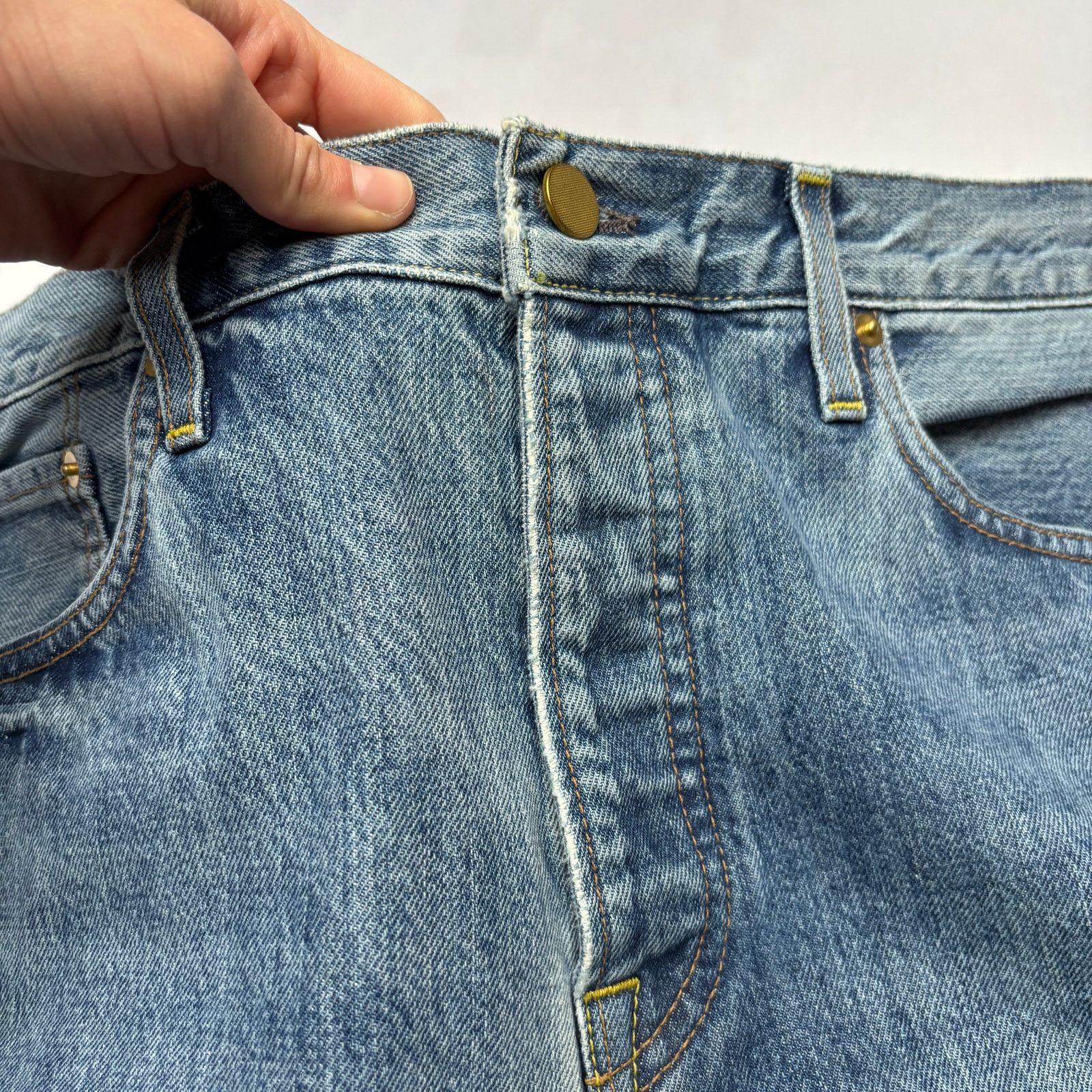 Sid Mashburn $185 Sid Mashburn Light Wash Denim 36x34 Slim Straight Jeans Size US 36 / EU 52 - 13 Thumbnail