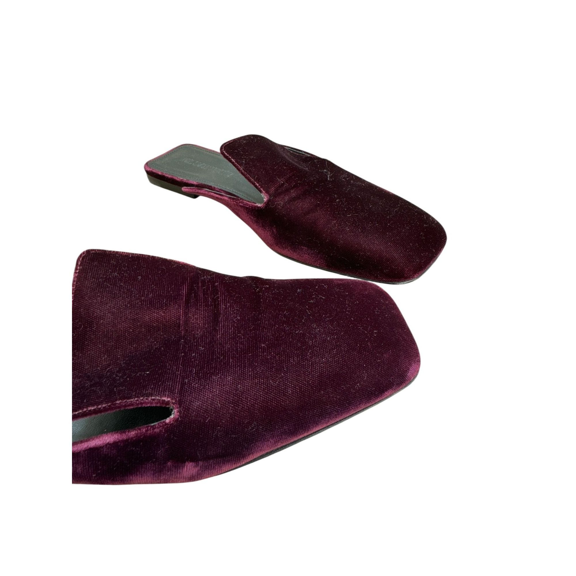 Jil Sander Burgundy Velvet Mules Size US 8 / IT 38 - 5 Thumbnail