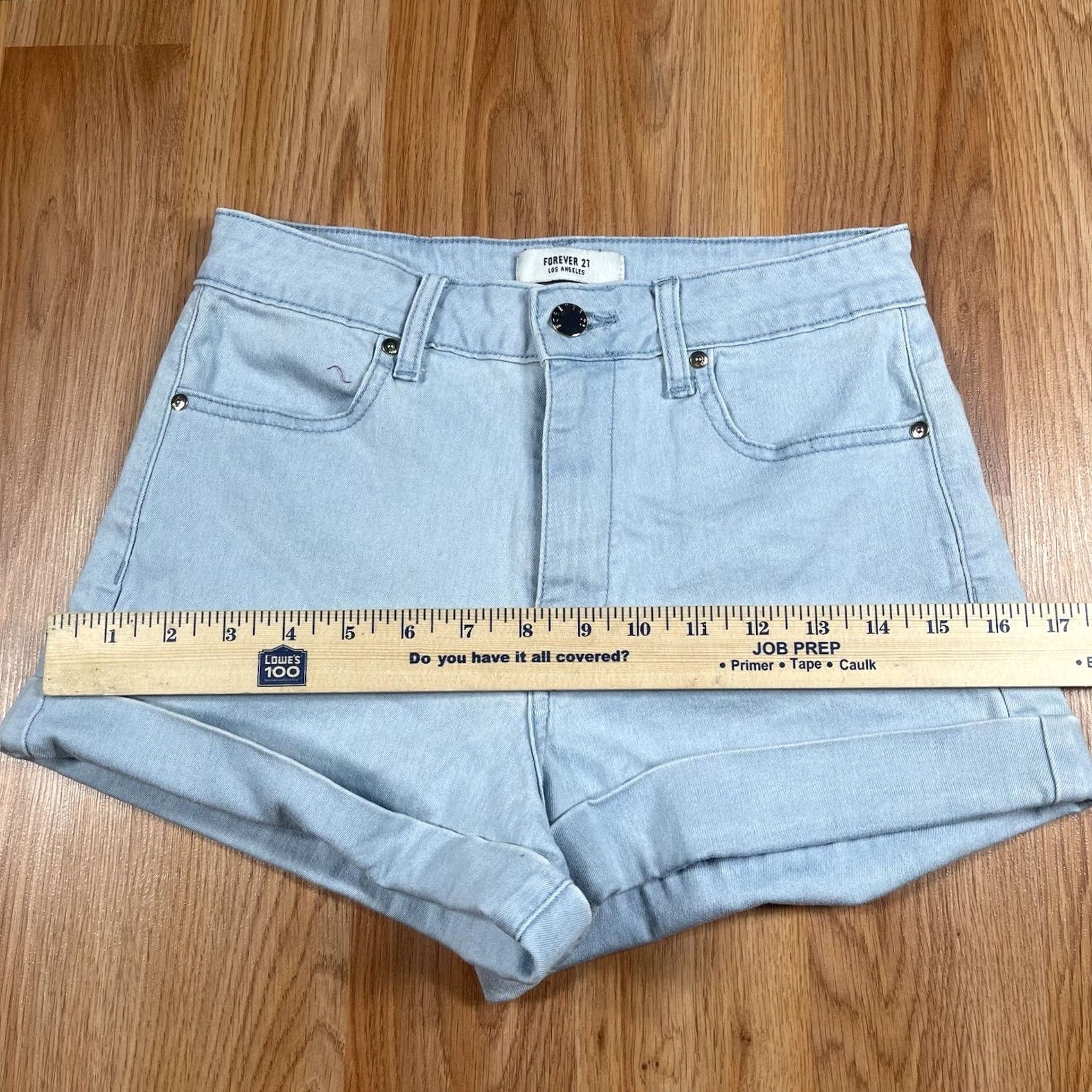 Forever 21 FOREVER 21 Shorts Womens Size 24 Blue Denim Jeans Flat Front Pockets Stretch Size 42" / US 20 - 5 Thumbnail