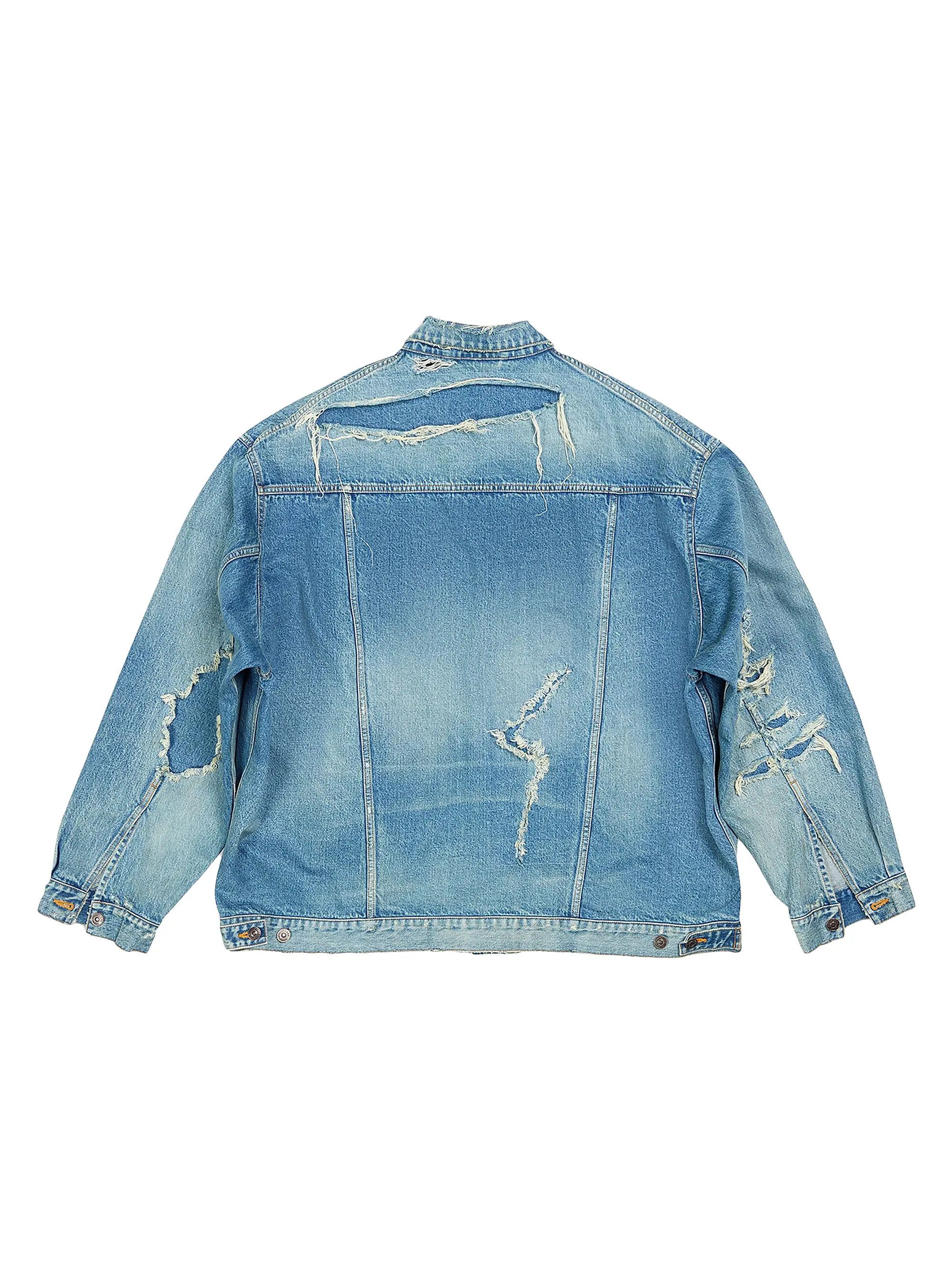 Balenciaga o1w1db10126 Patched Destroyed Jacket in Blue Size US XXL / EU 58 / 5 - 3 Thumbnail