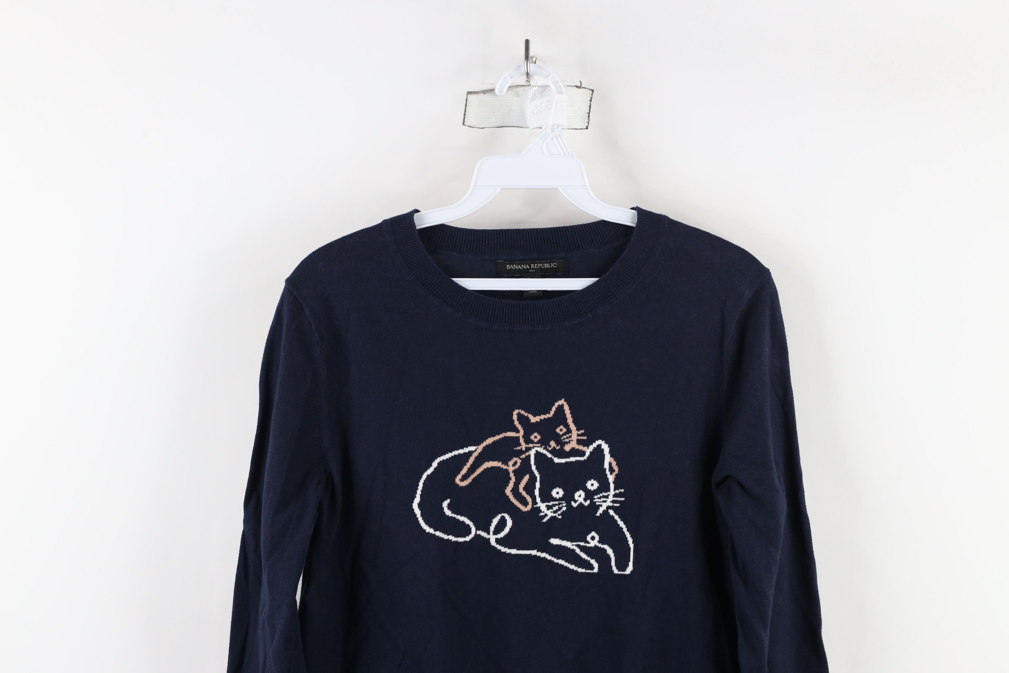 Banana Republic × Vintage Banana Republic Faded Cat Kitten Knit Crewneck Sweater Blue Size M / US 6-8 / IT 42-44 - 2 Thumbnail
