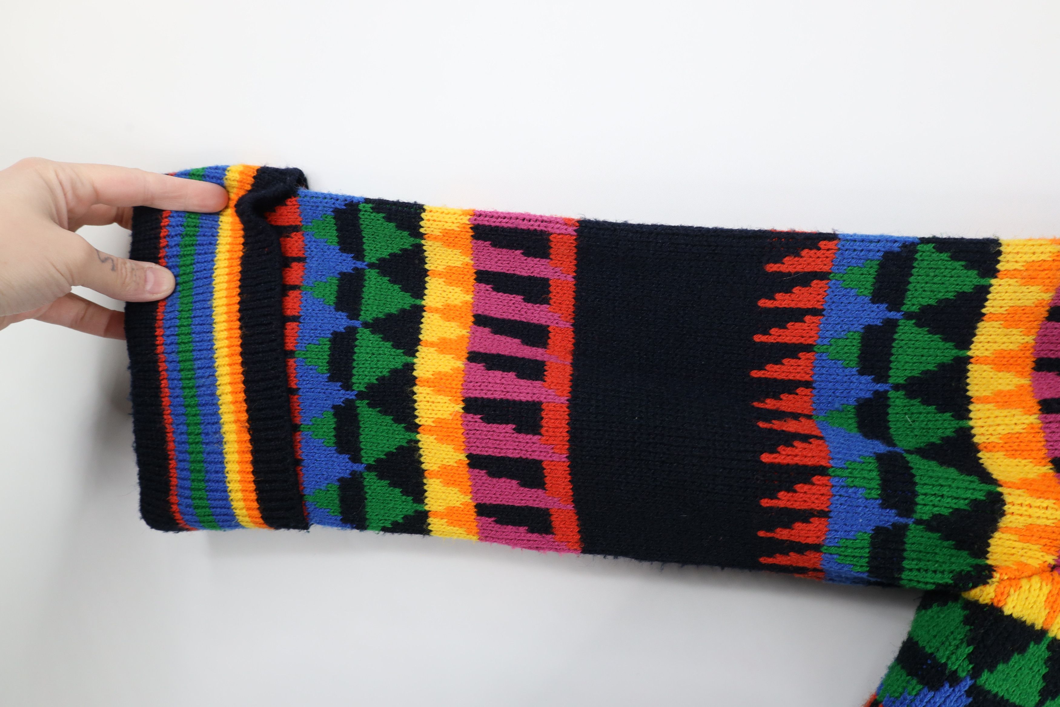 Vintage Vintage 70s Boho Chic Striped Geometric Hooded Sweater Size M / US 6-8 / IT 42-44 - 4 Thumbnail