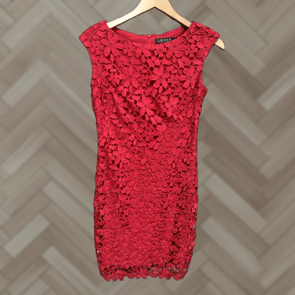 Ralph Lauren Lauren Ralph Lauren Pink Floral Lace Overlay Sheath Dress Size 2 Womens Size XS / US 0-2 / IT 36-38 - 1 Thumbnail