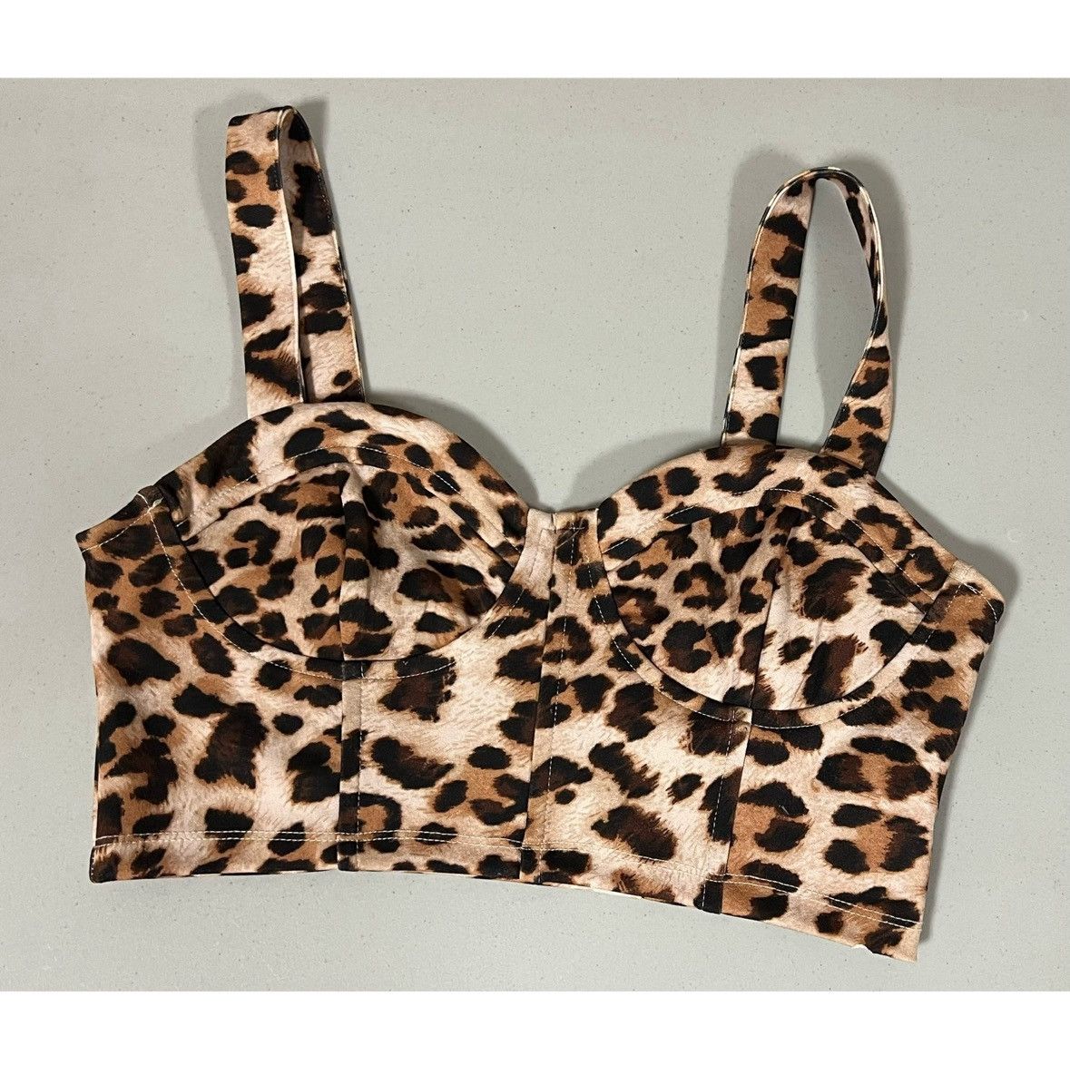 Vintage Cheetah Leopard Animal Print Crop Top Shirt Blouse Size S 🤎✨ Size S / US 4 / IT 40 - 1 Thumbnail