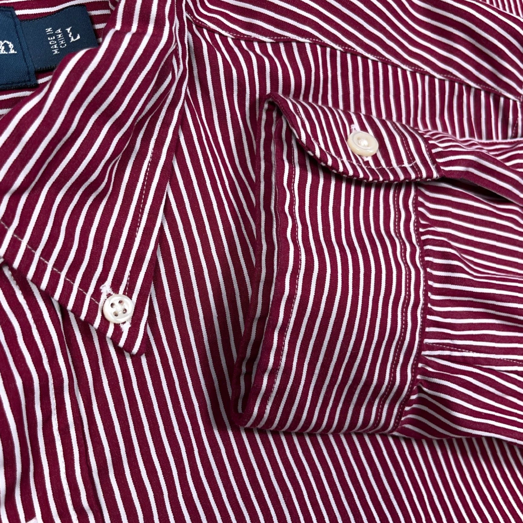 Ralph Lauren Ralph Lauren Shirt Men Large Red Striped Button-Up Poplin Dress Pony Logo Button-Front Casual Modern Classic 90s Theme Mens Size 42R - 5 Thumbnail