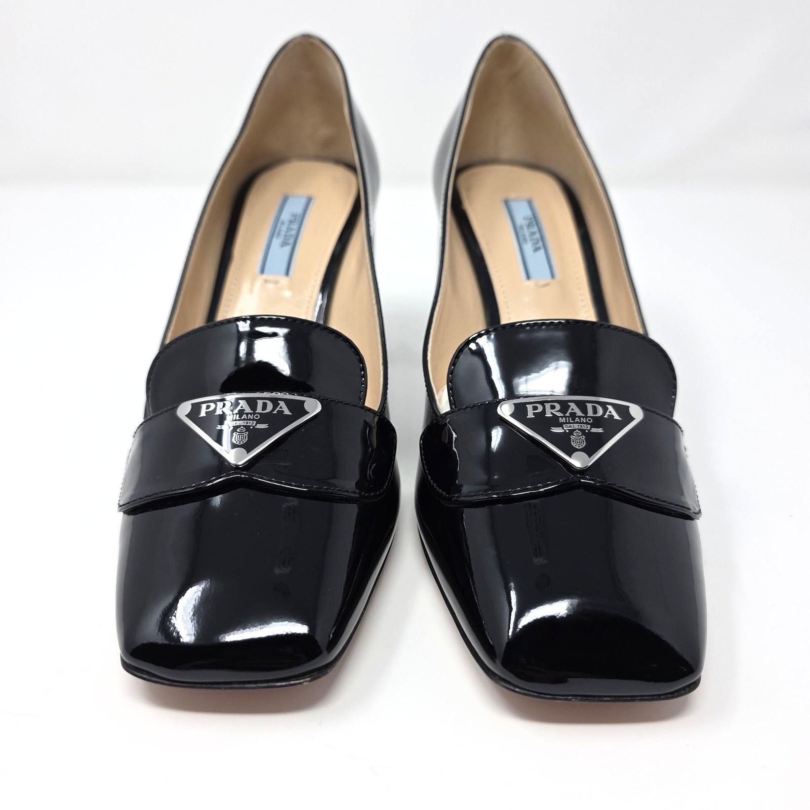 Prada Prada Square Toe Patent Loafer Pumps Black Logo 37 Size US 7 / IT 37 - 5 Thumbnail