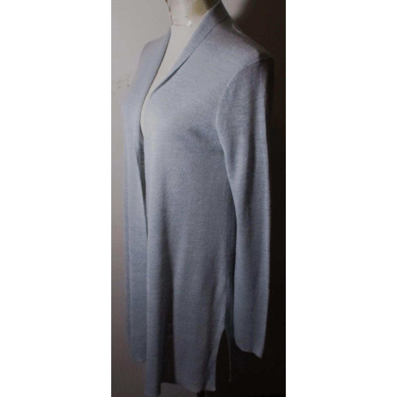 Eileen Fisher EILEEN FISHER Cardigan Duster Sweater Pewter Blue Tencel Linen Size S/P Women Knit Tunic Long Sleeve Size S / US 4 / IT 40 - 4 Thumbnail