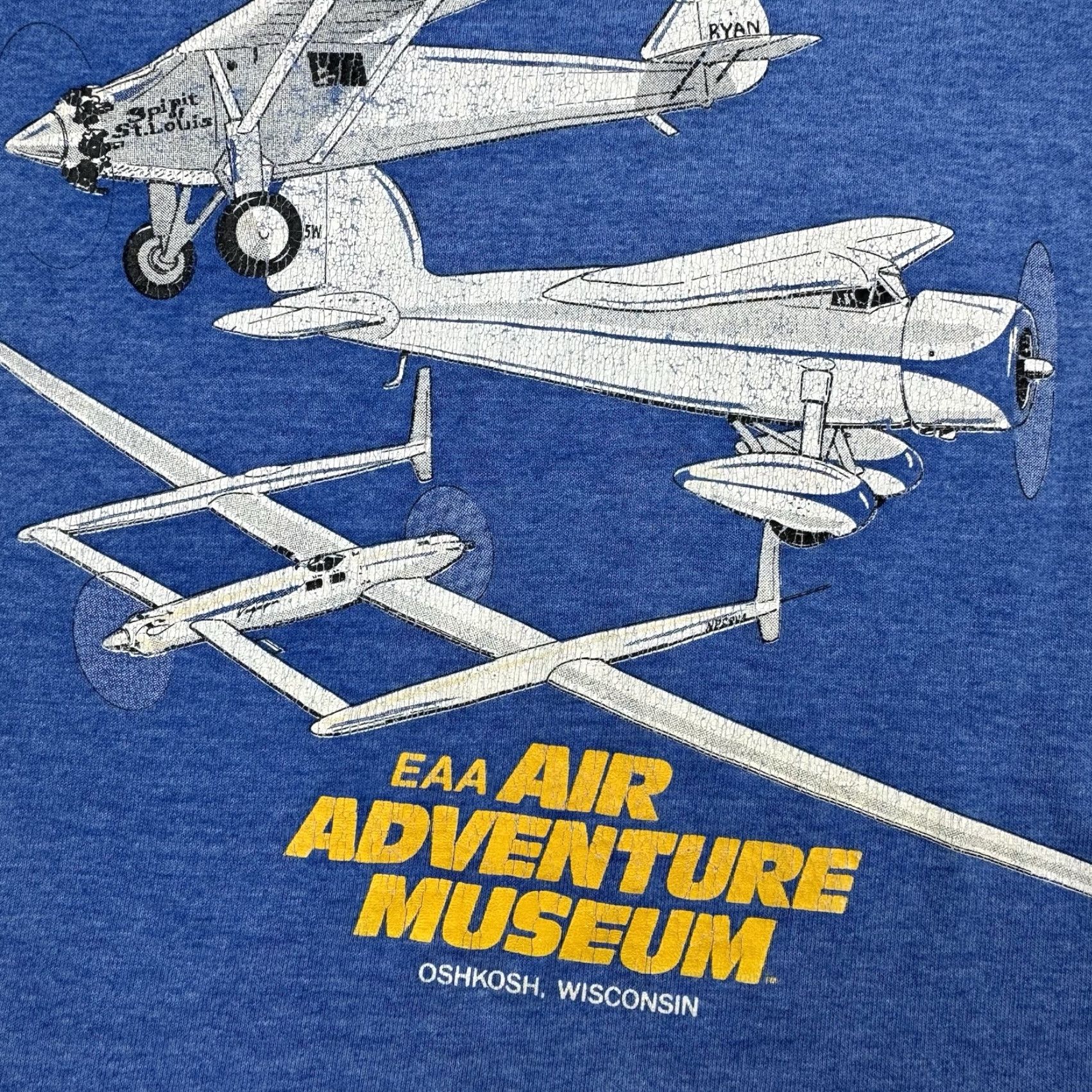Fruit Of The Loom VINTAGE Airplane T Shirt Adult Large Blue Aviation Milestones Museum Graphic 80s 90s Mens Size US L / EU 52-54 / 3 - 5 Thumbnail
