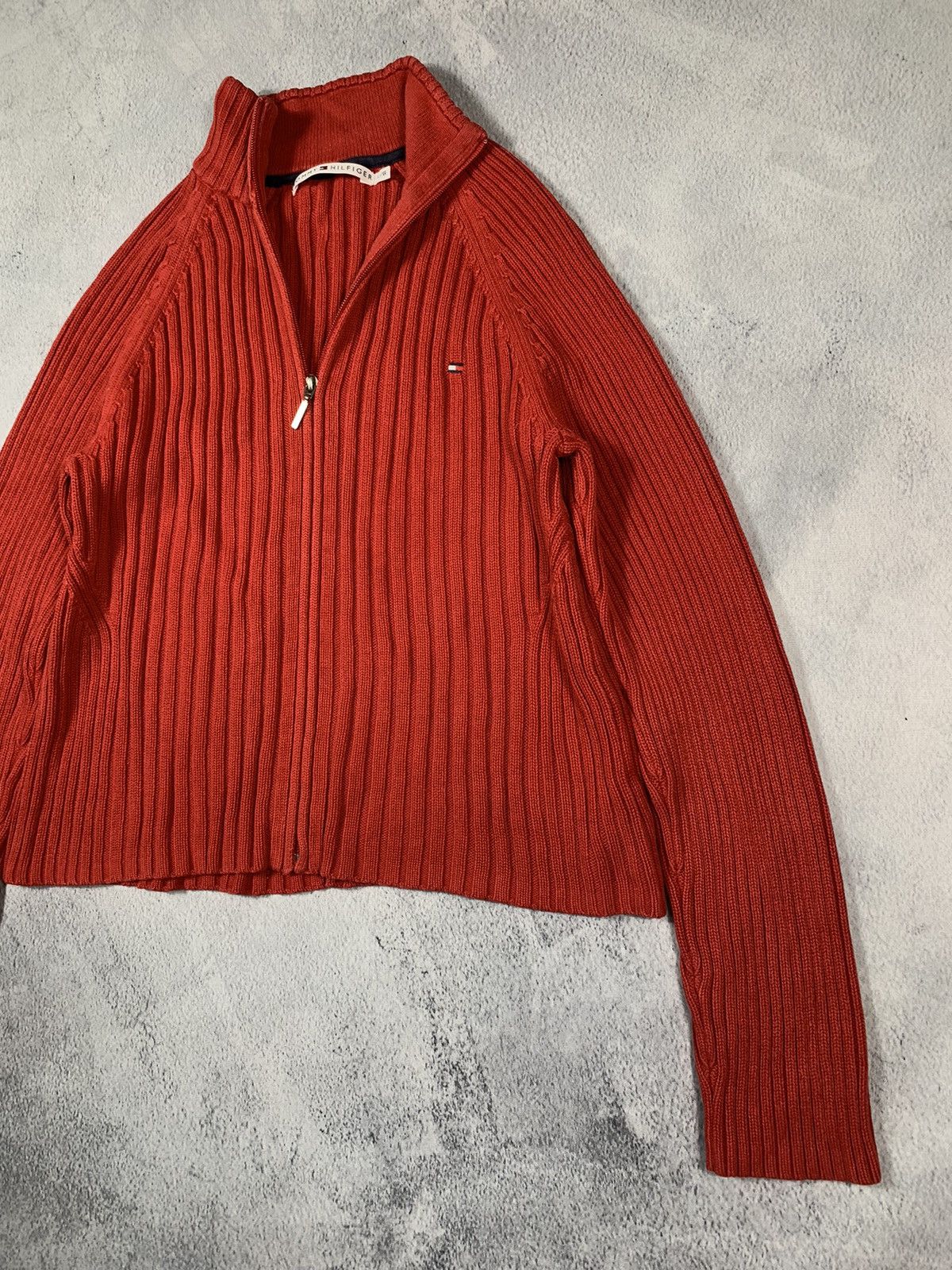 Japanese Brand × Tommy Hilfiger × Vintage Vintage Y2K ribbed zip up Tommy Hilfiger sweater old money Size L / US 10 / IT 46 - 3 Thumbnail