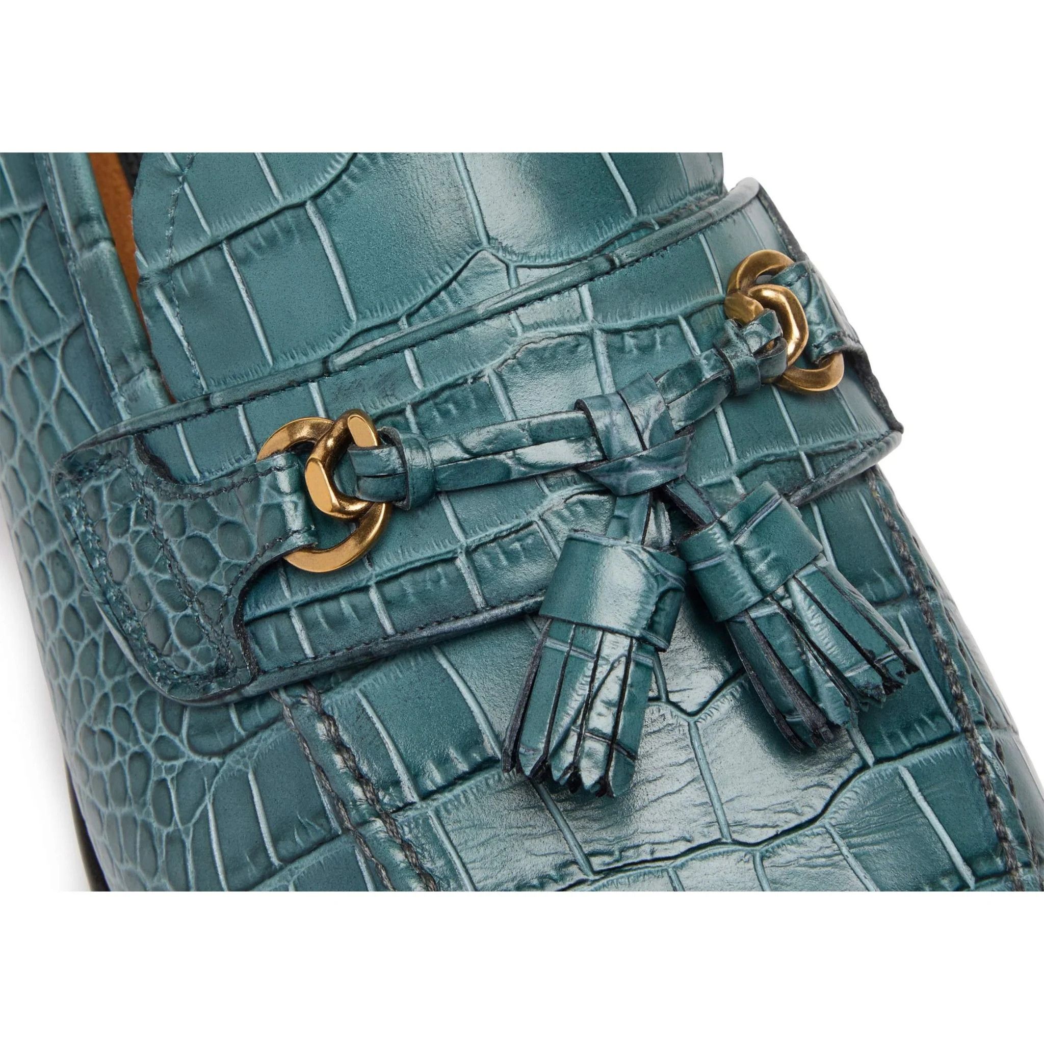 Tom Ford o1loc1c1124 Printed Alligator Sean Tassel Loafers in Teal Size US 13 / EU 46 - 3 Thumbnail