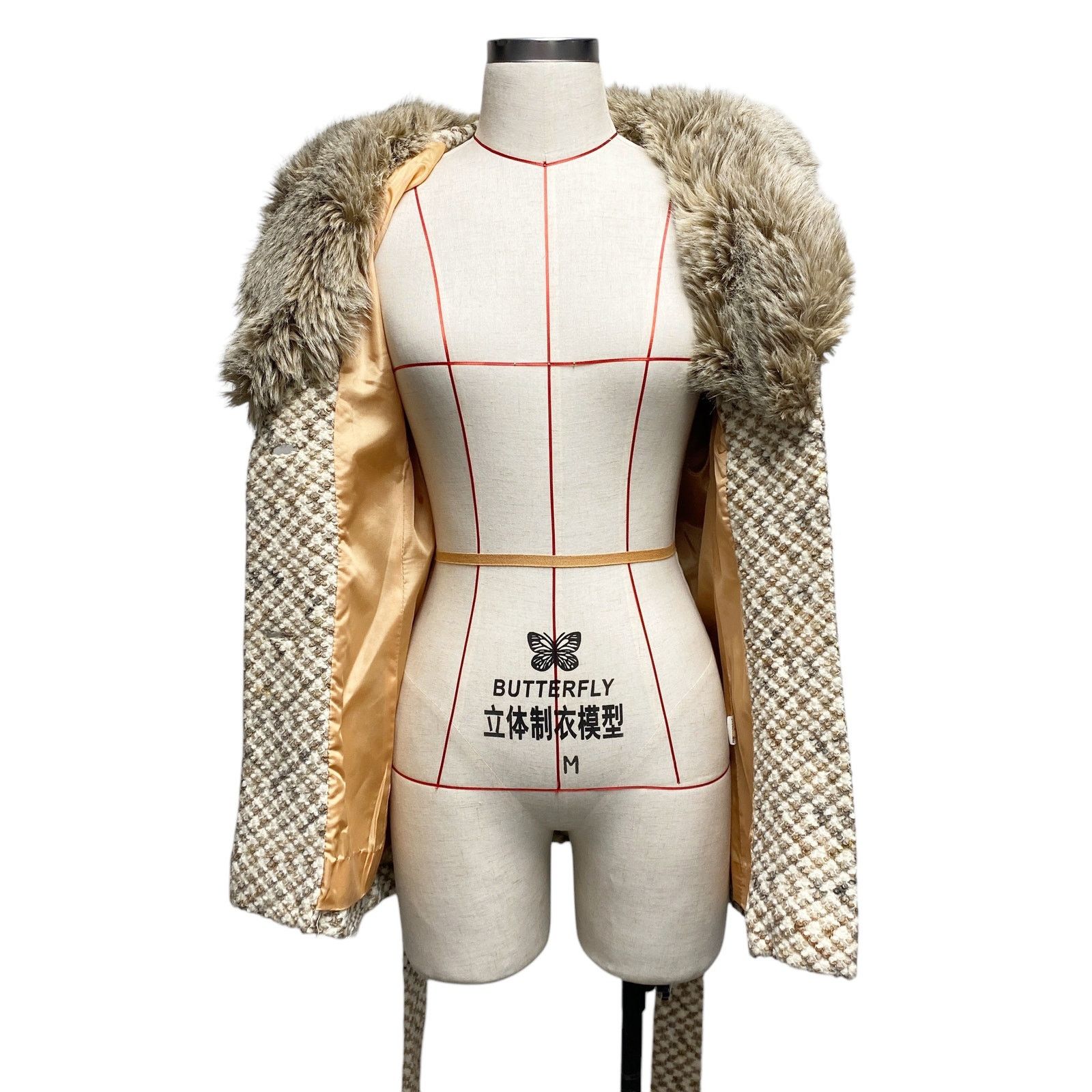 & Other Stories Vintage Womens Size 8 Fur Collar Tweed Button Up Coat Size M / US 6-8 / IT 42-44 - 5 Thumbnail