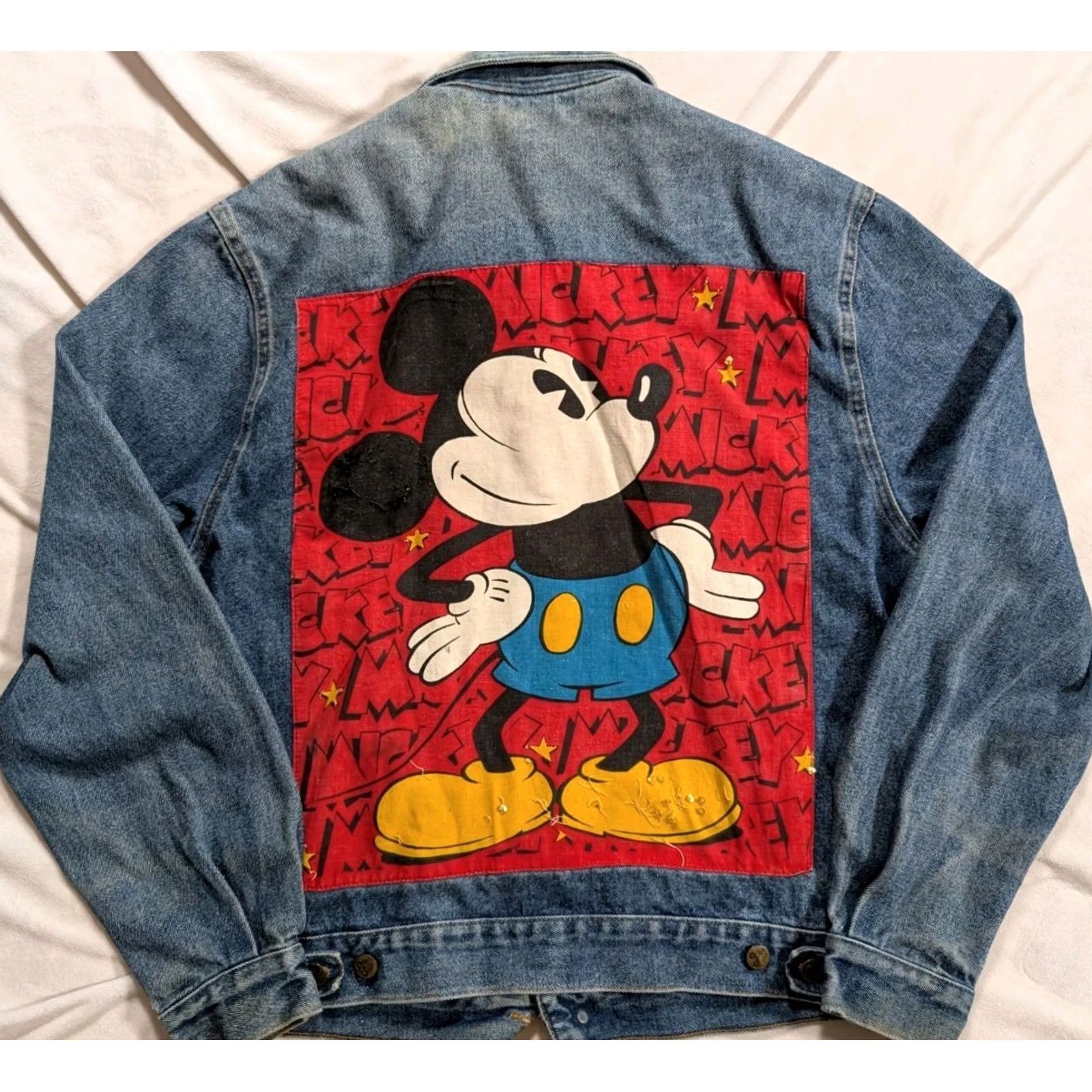 Vintage VINTAGE Mickey BY J.G Hook Men's Jean Jacket One Point Embroidery Sequined L Blue/Red 80s Casual Mens Size US 31 - 2 Thumbnail