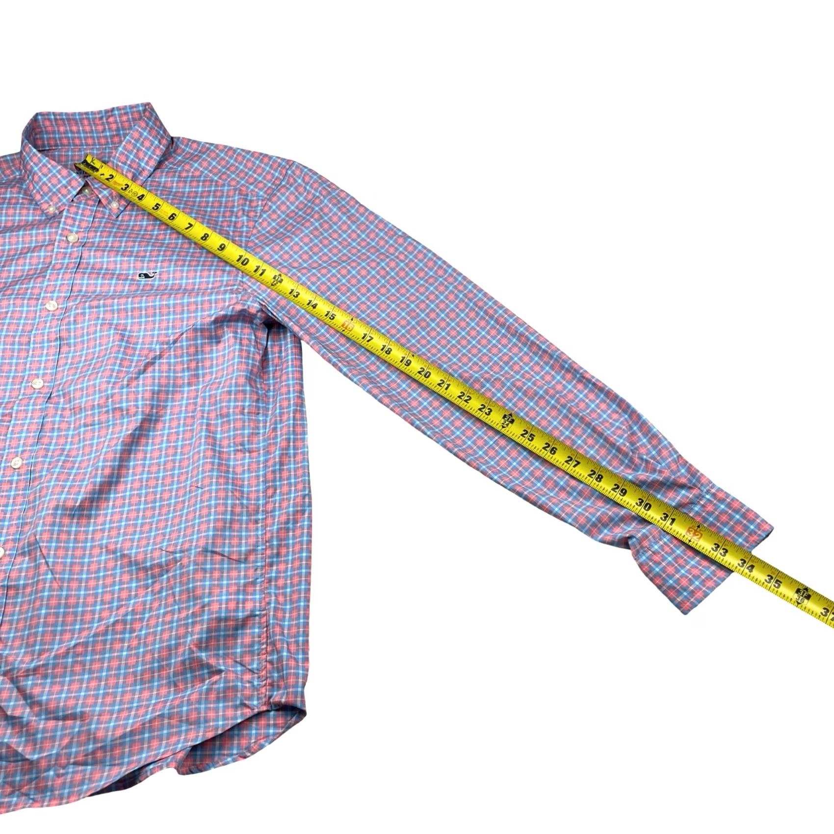 Vineyard Vines Vineyard Vines Shirt Mens M Blue Men Performance Classic Whale Pink Plaid Size US M / EU 48-50 / 2 - 5 Thumbnail
