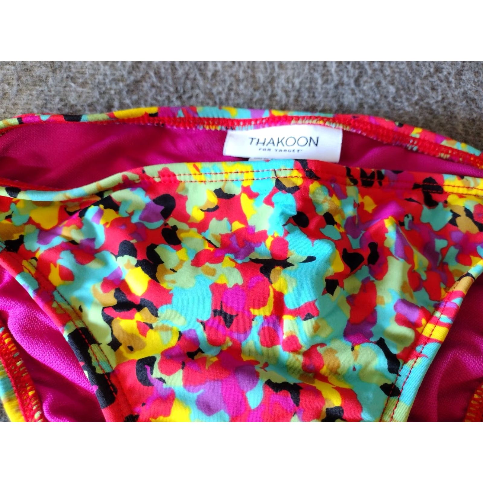 THAKOON Thakoon Women Bikini Bottoms Floral Watercolor Pink String Swimsuit L Blackout? Size 36" / US 14 / IT 50 - 2 Thumbnail