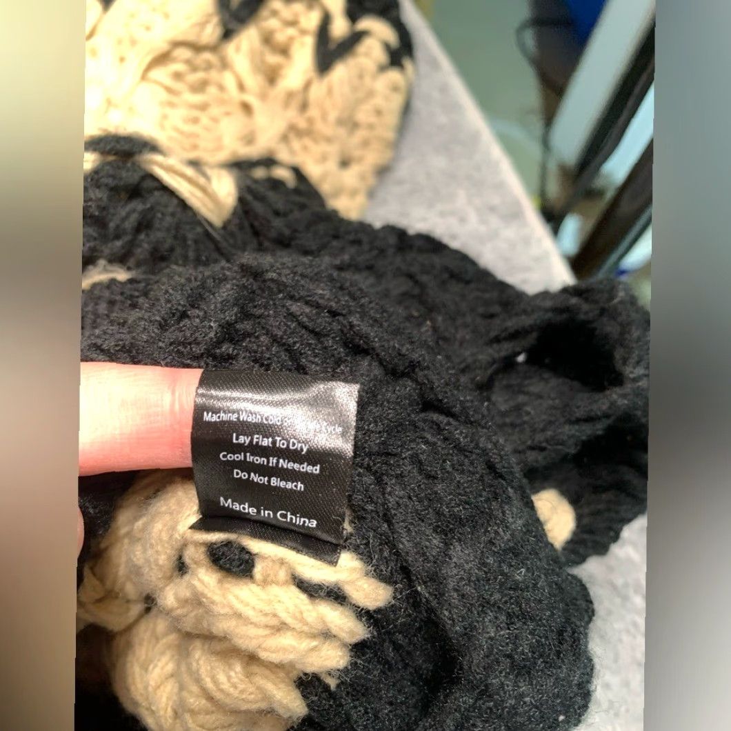 Vintage POL Chunky Knit Sweater Black Tan Turtleneck Large L Pullover Women Black Size L / US 10 / IT 46 - 6 Thumbnail