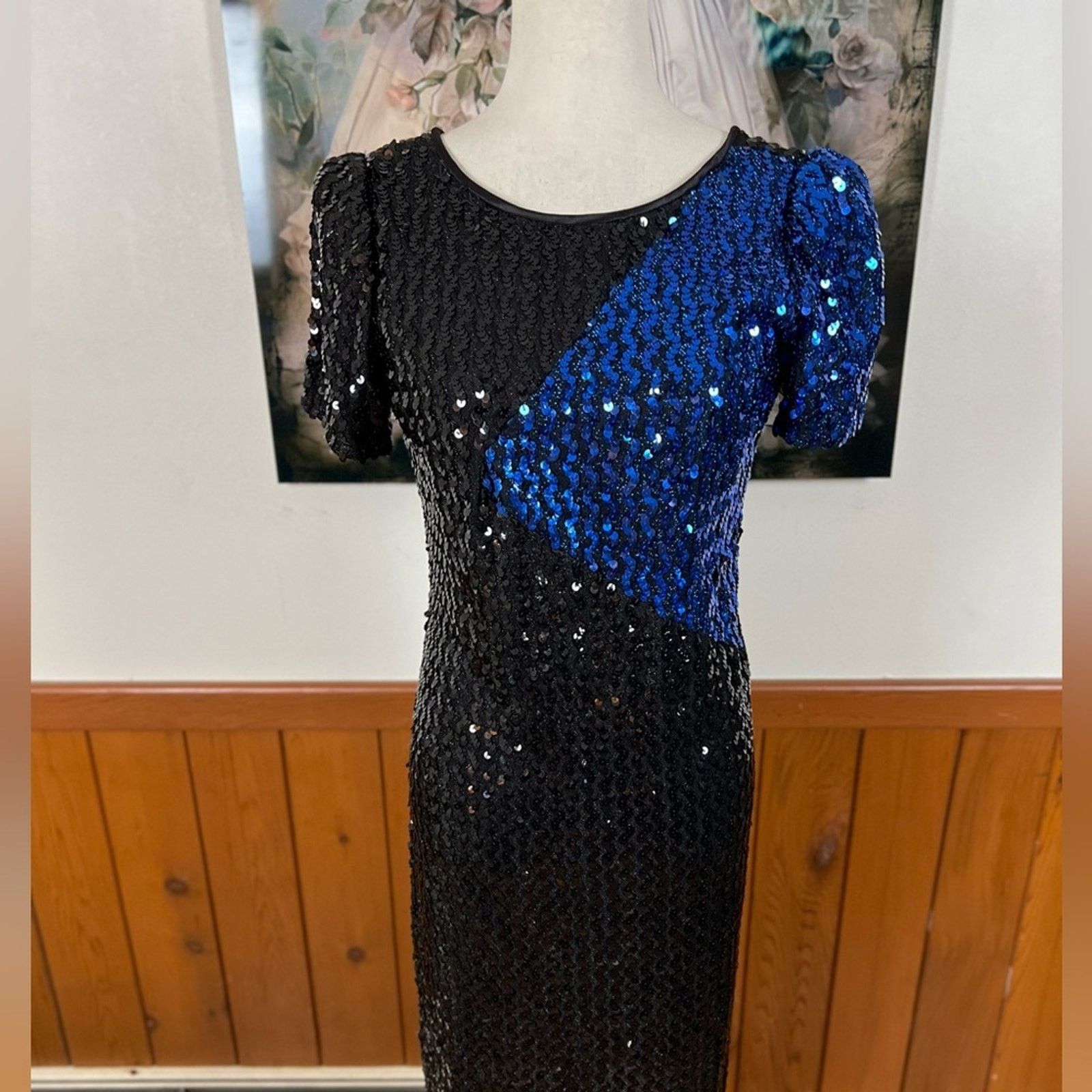 Vintage Fabulous Vintage 1980s Norman Berg Sequin Dress! Size L / US 10 / IT 46 - 3 Thumbnail